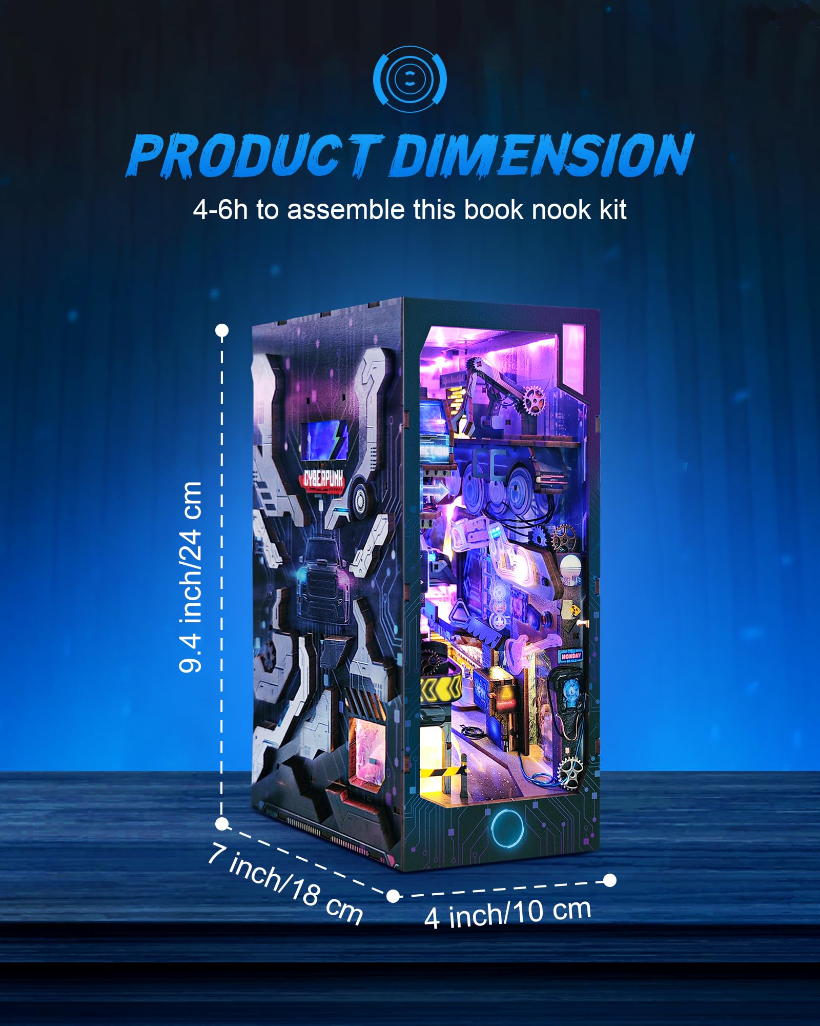 Quanquer DIY Book Nook Cyberpunk Kit: casa delle bambole in legno in miniatura con mobili e luce a LED,puzzle in legno 3D, kit per modellini per persone di età superiore ai 14 anni Regalo creativo