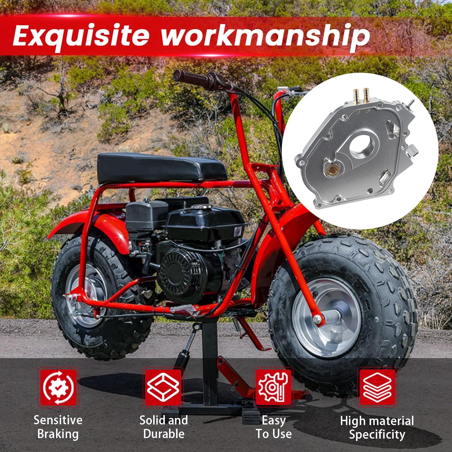 Dual Bearing Billet Side cover For GX200/Clone 196 Predator Hemi, Ghost, Tillotson 212 and 224 Engine Silver