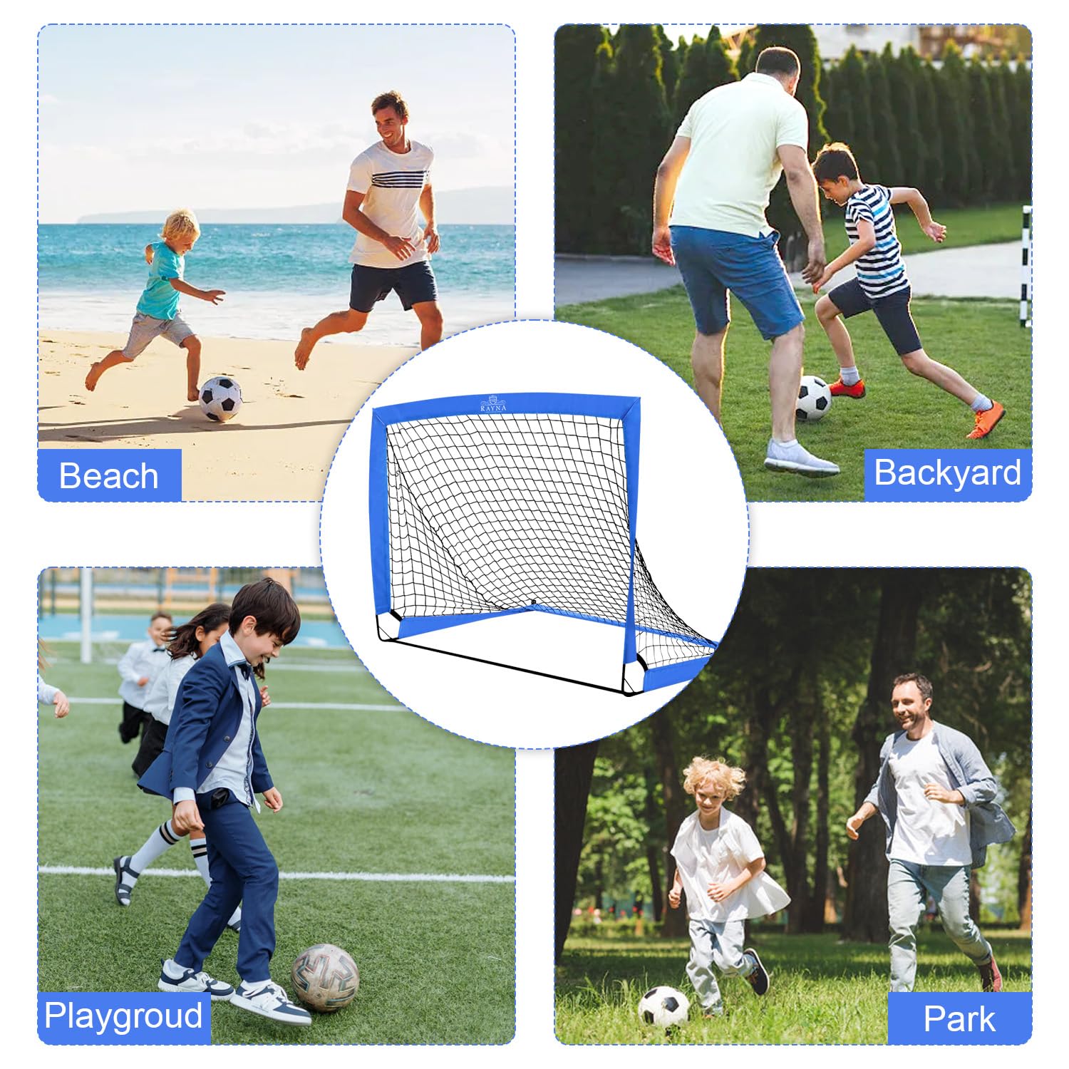 GoSports Team Tone 4 Ft X 3 Ft Portable Soccer Goals For Kids Set Of 2 Pop Up Nets For Backyard Purple - View #2