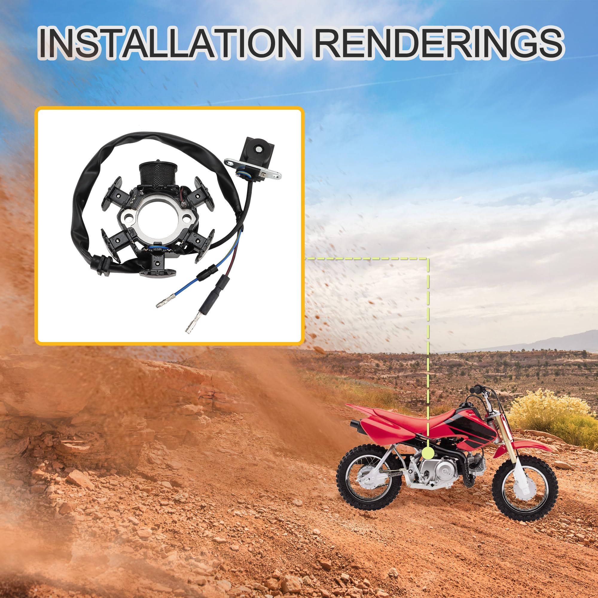 GOOFIT 6 Bobina 2 Alambre Generador Magneto Estador de encendido Bobina Reemplazar Para CRF50F CRF70F XR50R XR70R Z50R OEM 31120-GW8-671 31120-GW8-672