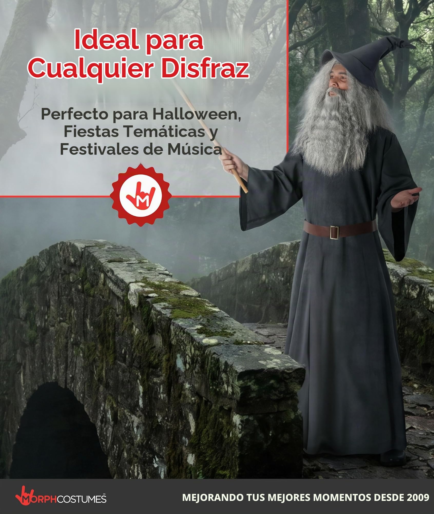 Morph Disfraz Mago Anciano Hombre, Disfraz Mago Halloween Hombre