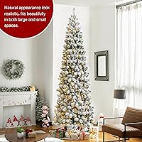 Vista 162 de Glitzhome Prelit Christmas Tree, 6ft Flocked Artificial Christmas Tree Serene Snowscape Fir with 300 Warm White Lights for Home, Office, Party