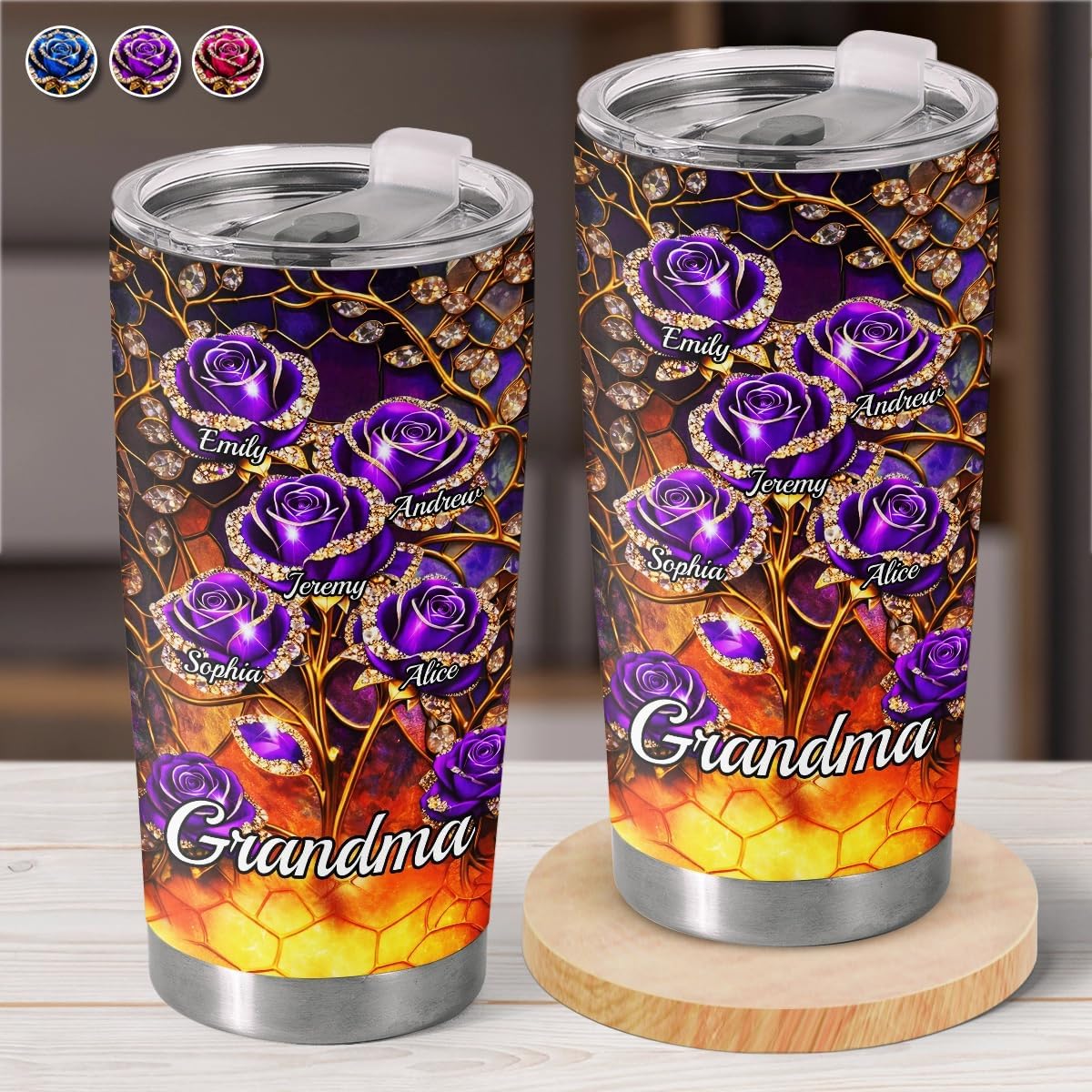 Custom Coffee Tumbler for Grandma, Personalized Mother's Day Gifts For Moms, Grandma Gifts From Grandkids, Best Mom Ever Gift, 2D Flower Tumber for Mom on Birthday, Christmas, Thanksgiving - Image 4