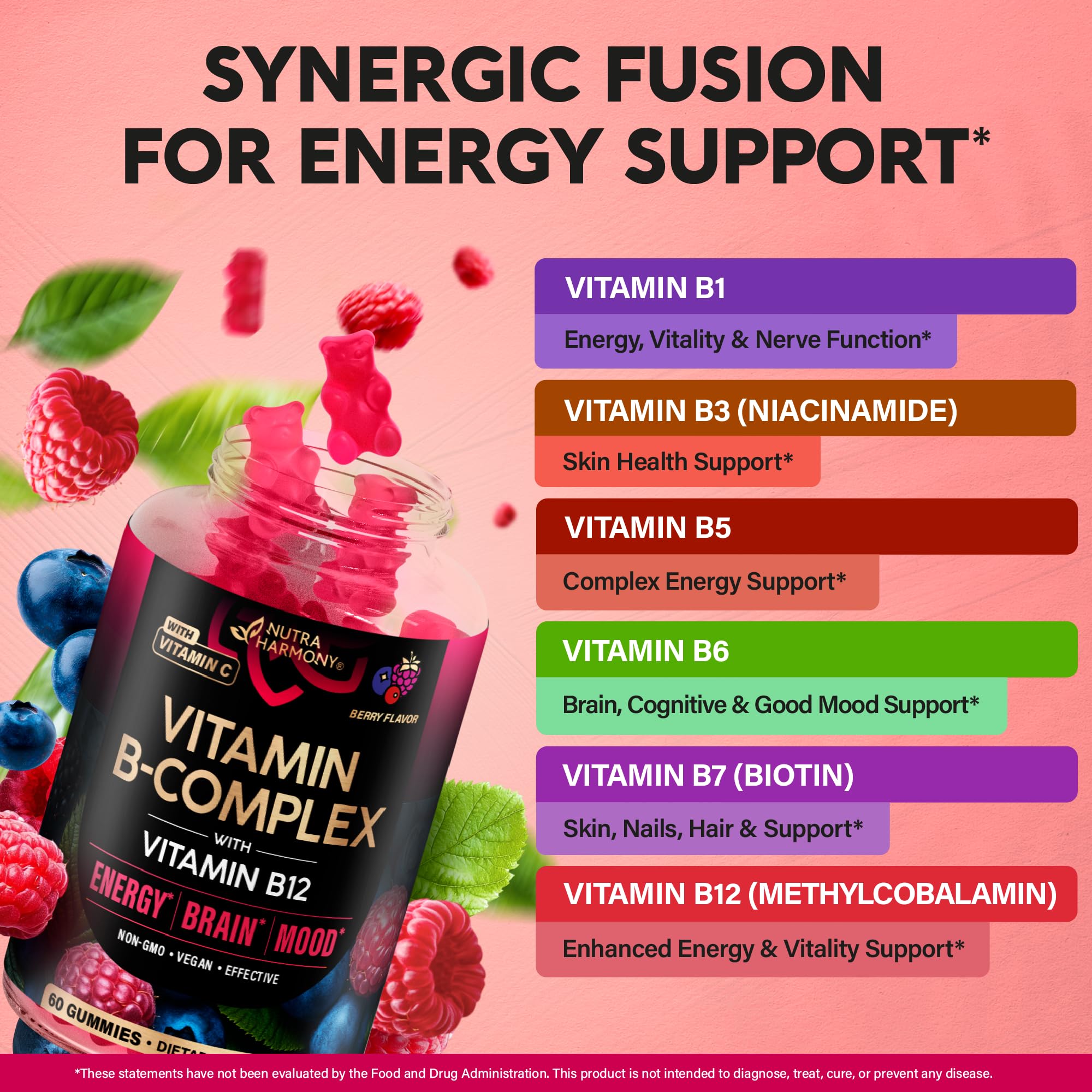 Vitamin B-Complex Gummies for Women & Men - Full B Complex & B12 - 60 Gummy — Amazon image 4