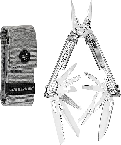 LEATHERMAN - Multiherramienta Free P4 con bloqueo magnético herramientas de tamaño único accesibles en mano con funda de nailon de alta calidad y