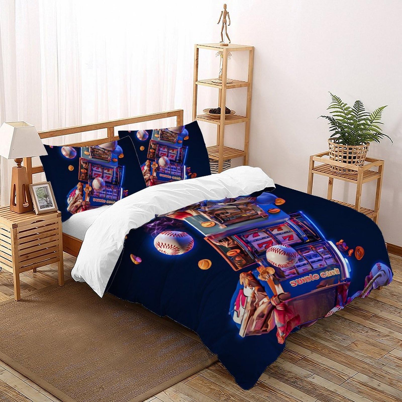 Housse de couette baseball ensemble 3 pièces 220x240cm facile d'entretien