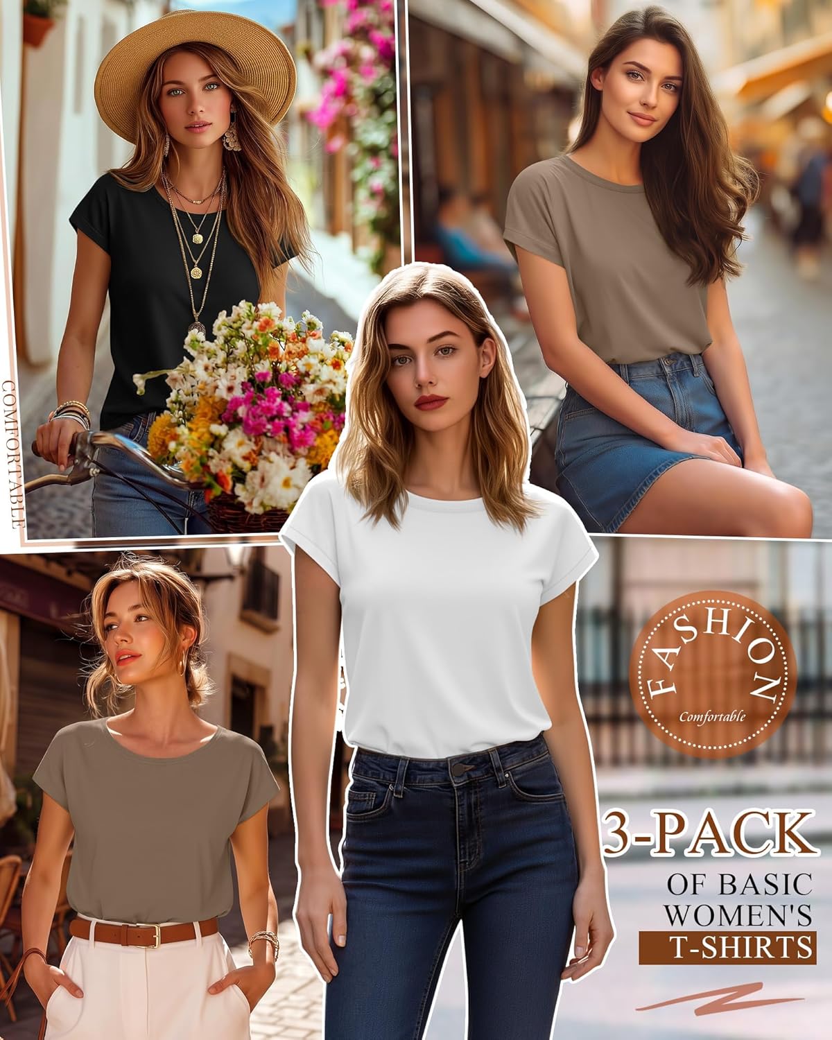 Huukeay 3 Pack Women's Cap Sleeve Tops Basic Tee Shirts Summer Casual Crew Neck Trendy Clothes 2026 Fashion - Image 3
