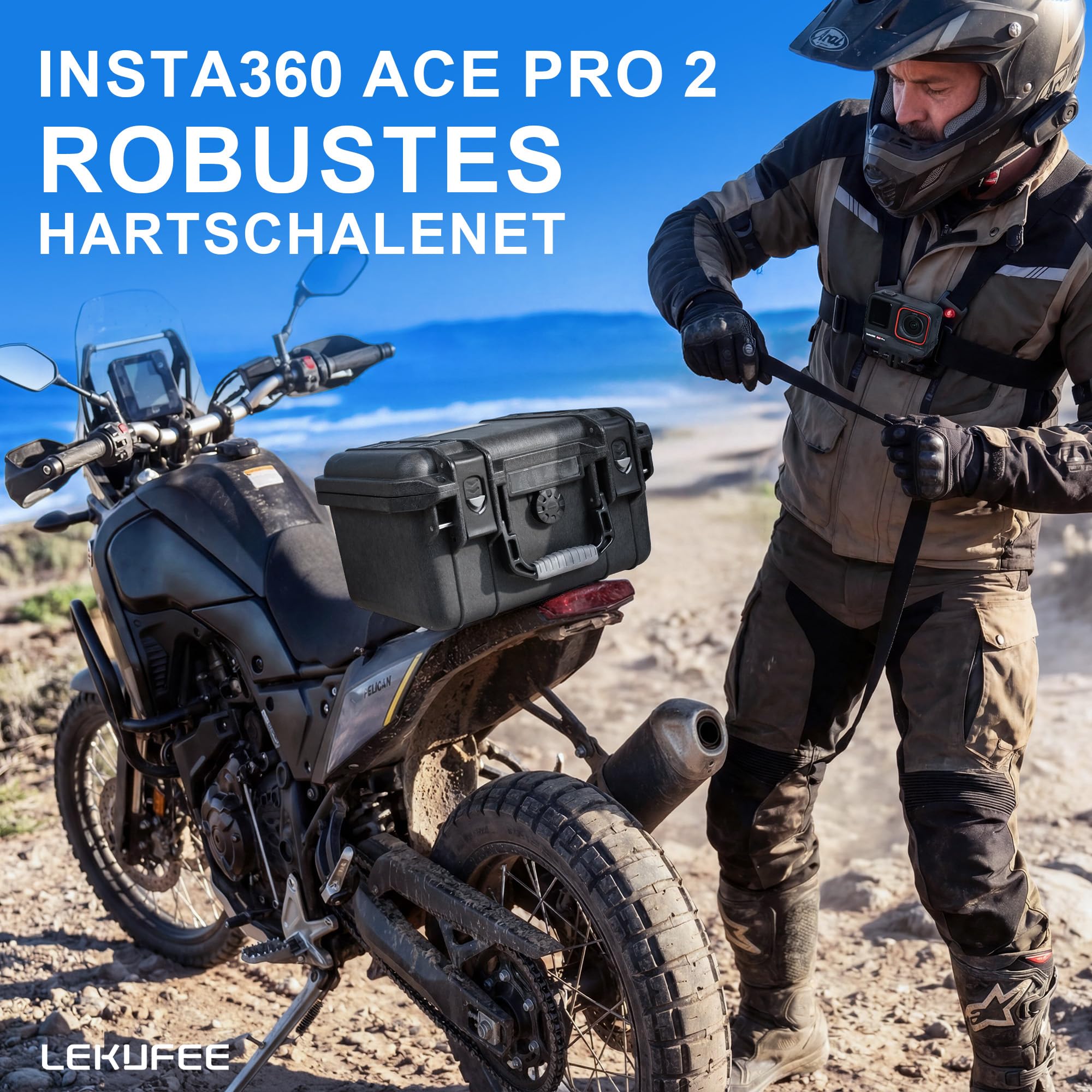 LEKUFEE Wasserdichter Hartschalenkoffer für Insta360 Ace Pro 2/Ace Pro/Insta360 Ace/wasserdichte Action-Kamera und weiteres Zubehör (Nur Koffer)(Inklusive Schultergurt)