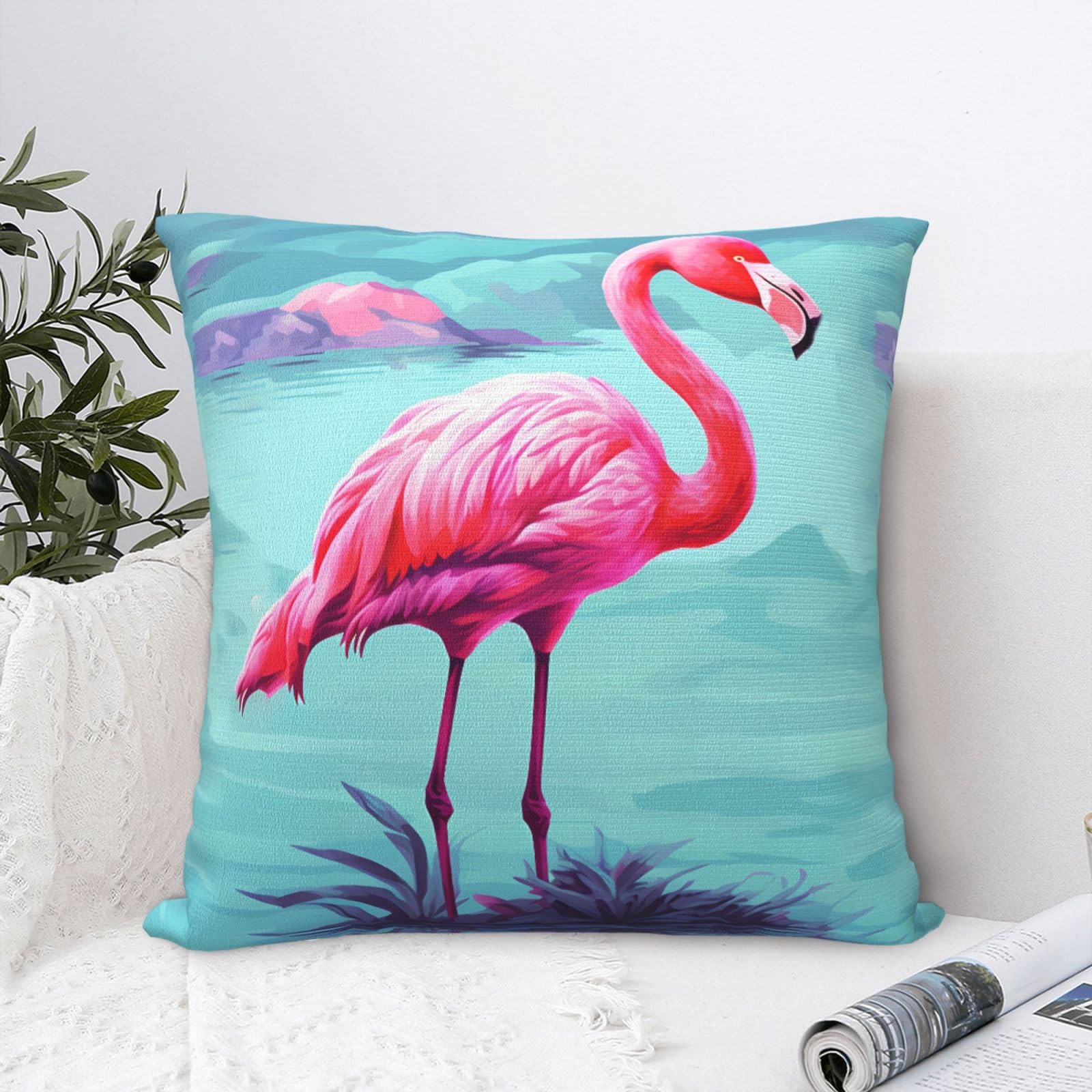 FodPand Luxury Velvet Throw Pillow Covers 24"x24" Super Soft Decorative Pillow Cases - Flamingos Pillowcases Modern Lumbar Cushion Cases for Couch Sofa Bed Pillow Shams