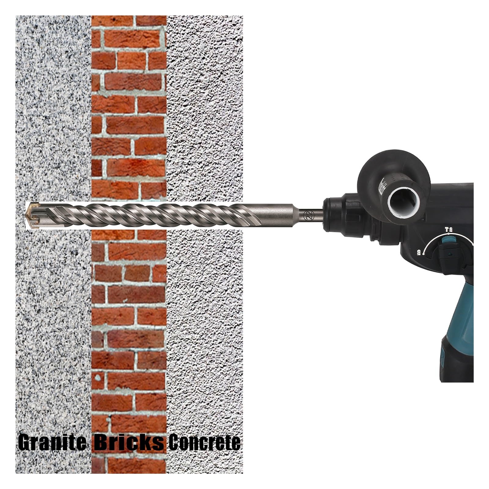 1 Pezzo Di Calcestruzzo SDS Plus 6-25 Mm Punta A Croce Testa Di Taglio A Doppia Coclea Martello 260 Mm Muro Di Mattoni Blocco Muratura