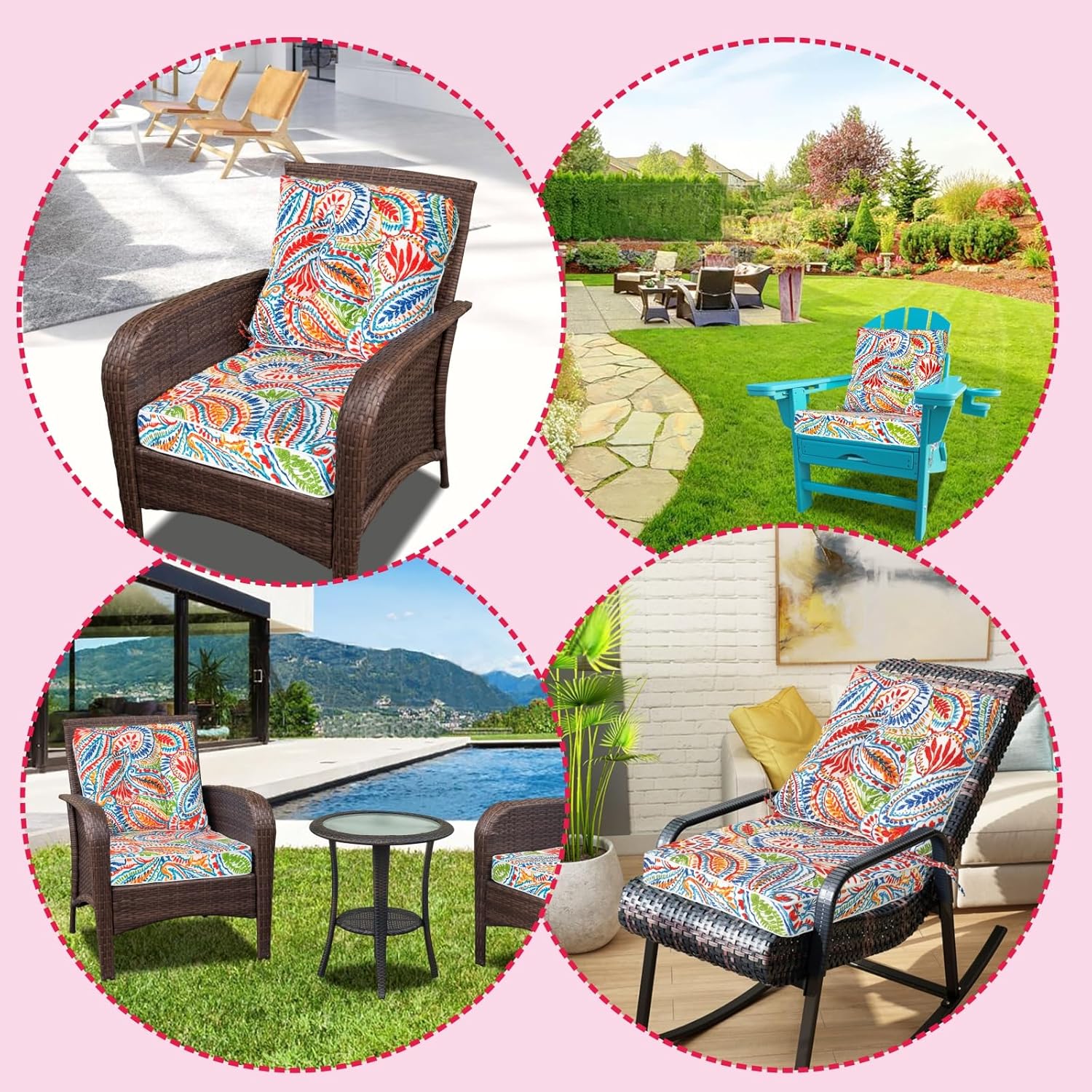JMGBird Outdoor Chair Cushions Set - 22"x22" Deep Seat & Back Cushions, Water-Resistant Tufted Pillows for Patio Furniture