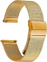 JIEANTE Stainless Steel Mesh Watch Band Quick Release Strap 18mm 20mm 22mm 24mm Gold for Men Women