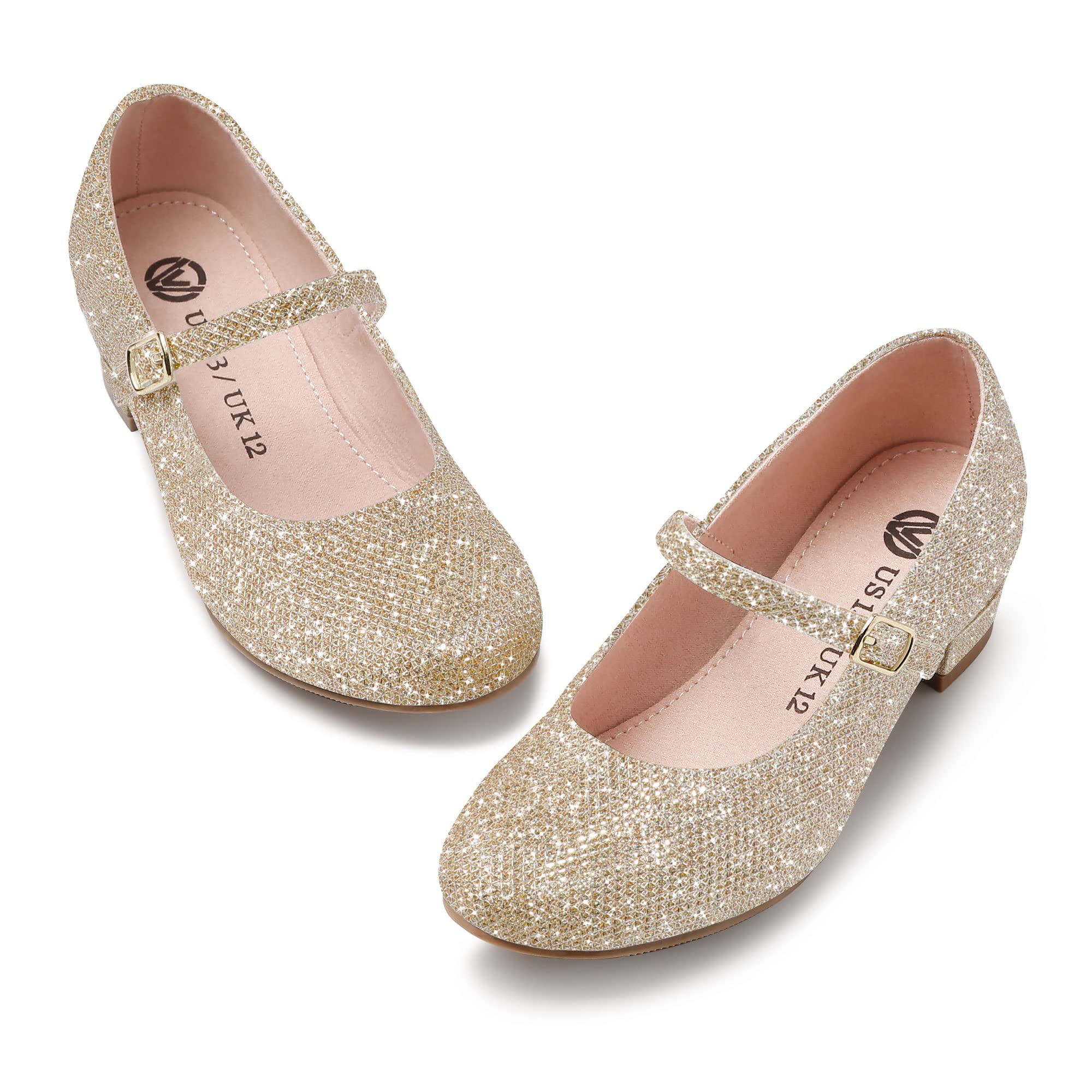 MIXIN Girls Mary Jane Dress Shoes - Princess Ballerina Flats Low Heels for School Party Wedding, Back to School Shoes for Girls (Little Kid/Big Kids)