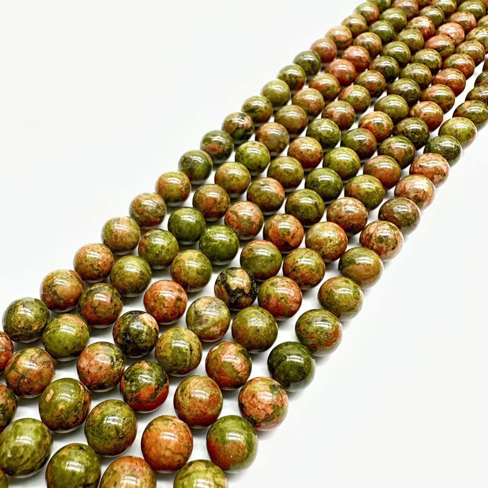 8mm Round Unakite Natural Stone Beads for Jewellery Making, Gemstone Beads for Crafting (45-50Pcs)