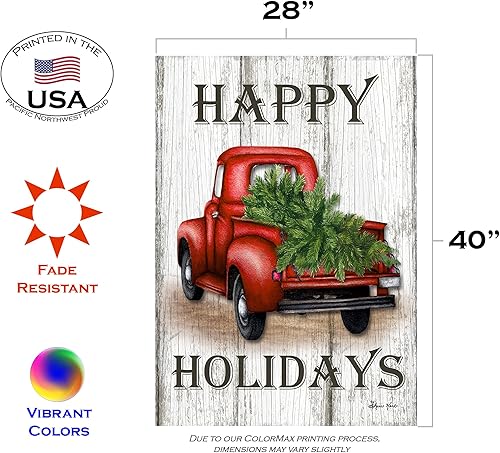 Miniatura 2 de Toland Home Garden 1012262 - Bandera de jardín de Navidad con camión rojo de 28 x 40 pulgadas, doble cara para decoración de jardín de invierno al