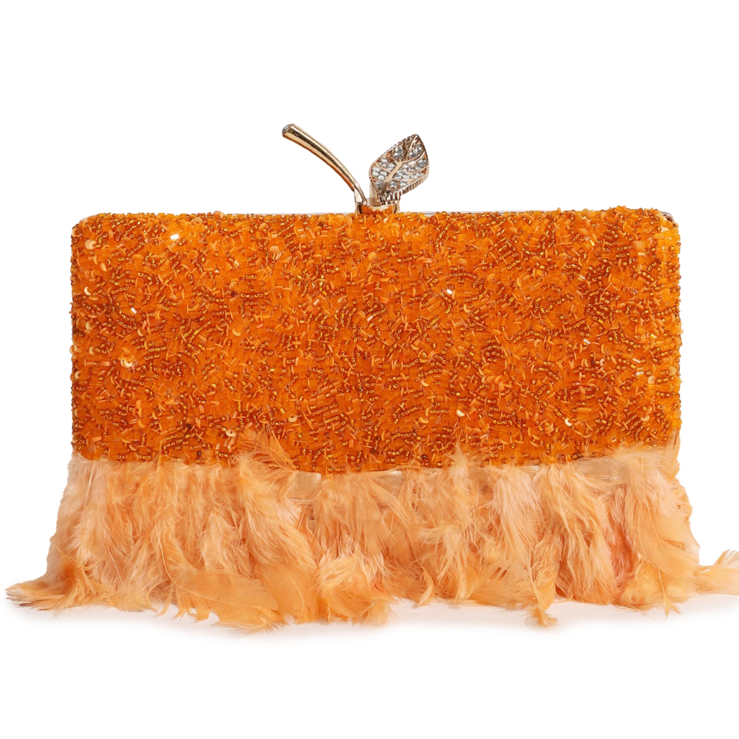 Daina Feather Hand Embroidered Clutch Purses Luxury Evening Handbags-image-44