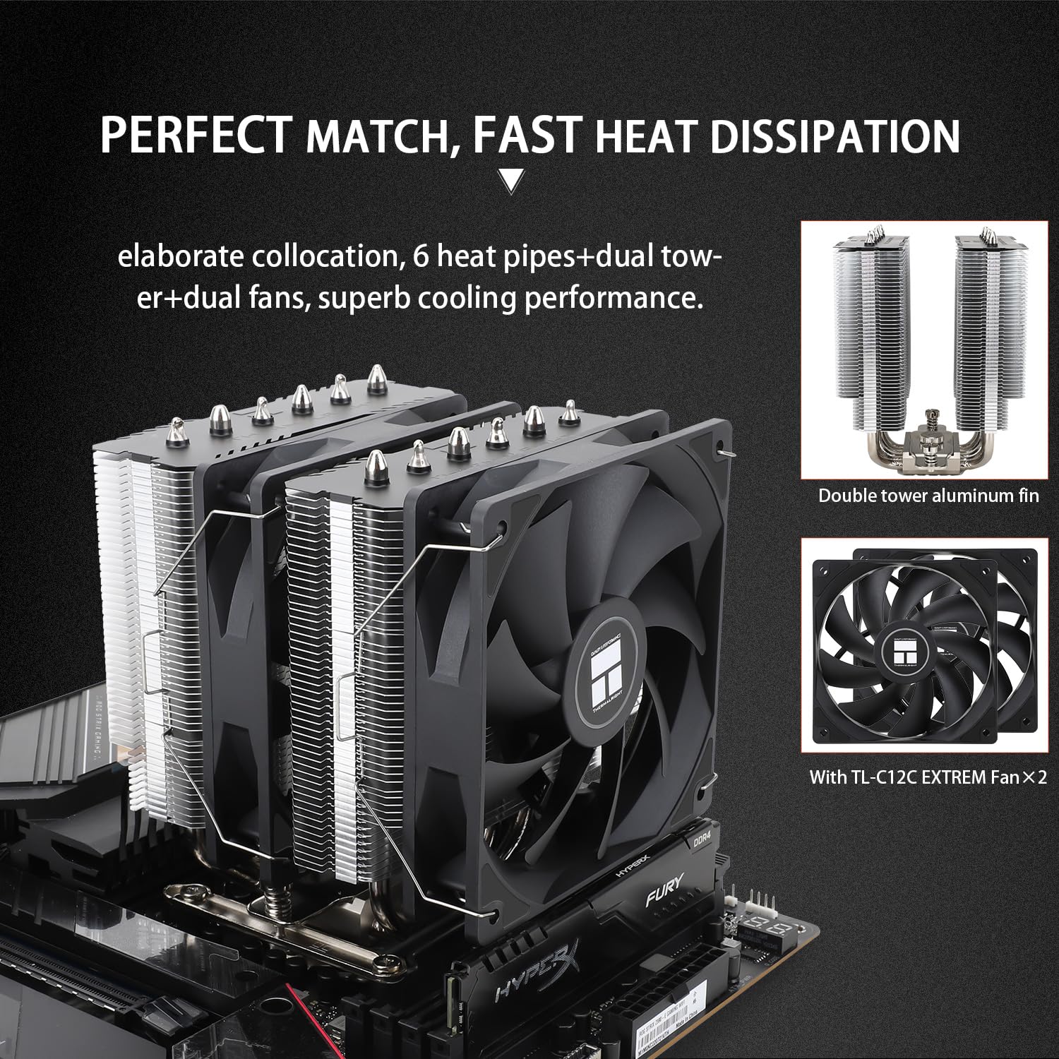 Thermalright Peerless Assassin 120 SE Extrem CPU Air Cooler con 6 tubi di calore, doppia ventola PWM, tecnologia heatpipe AGHP, raffreddamento ad alto 154 mm, per AM5/AM4, Intel LGA1851/1700/1150/1151