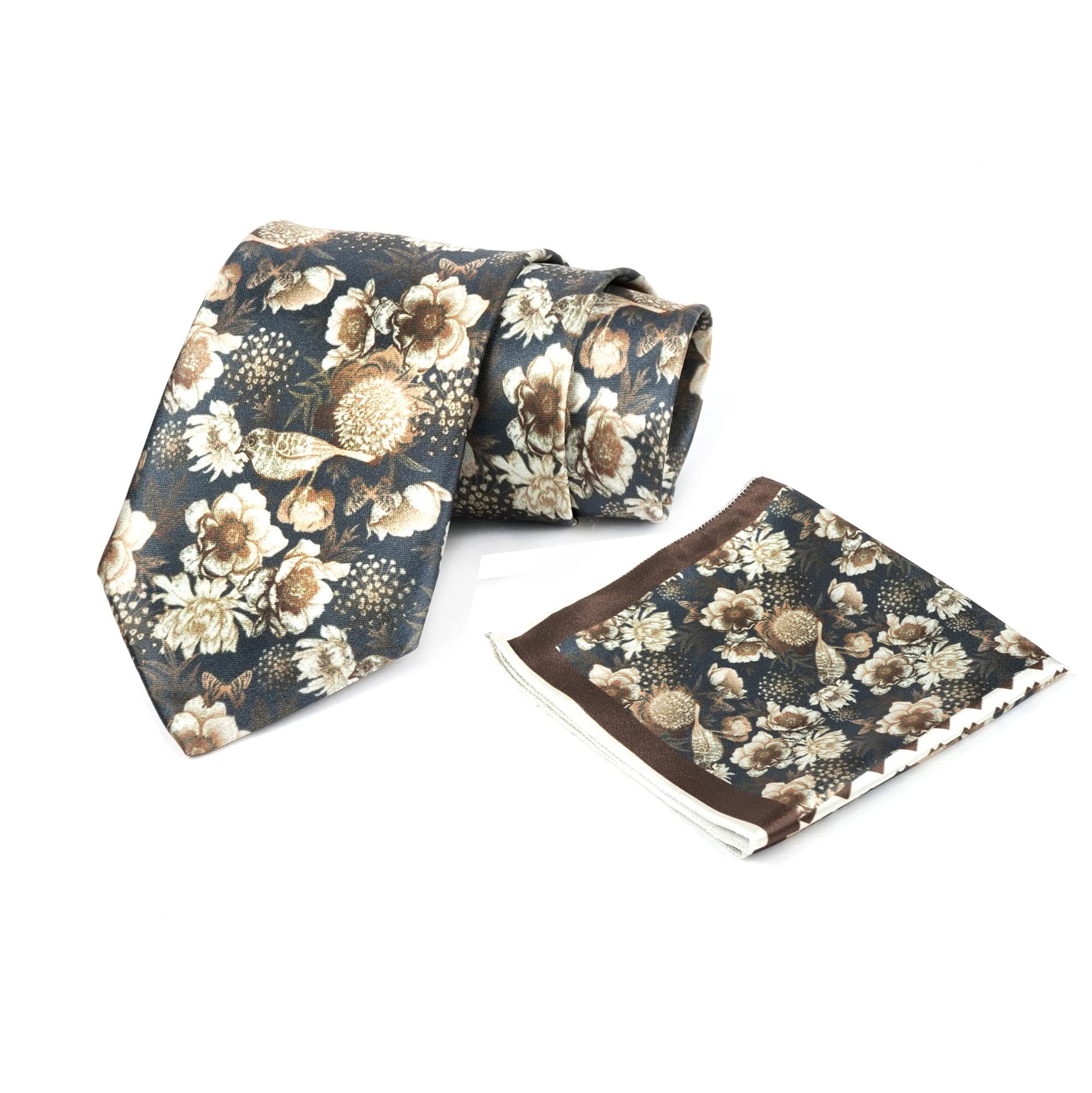 Mens Printed Silk Necktie Set With Panel Print Pocket Square Ties For Men Formal FDAX_PN1-image-37