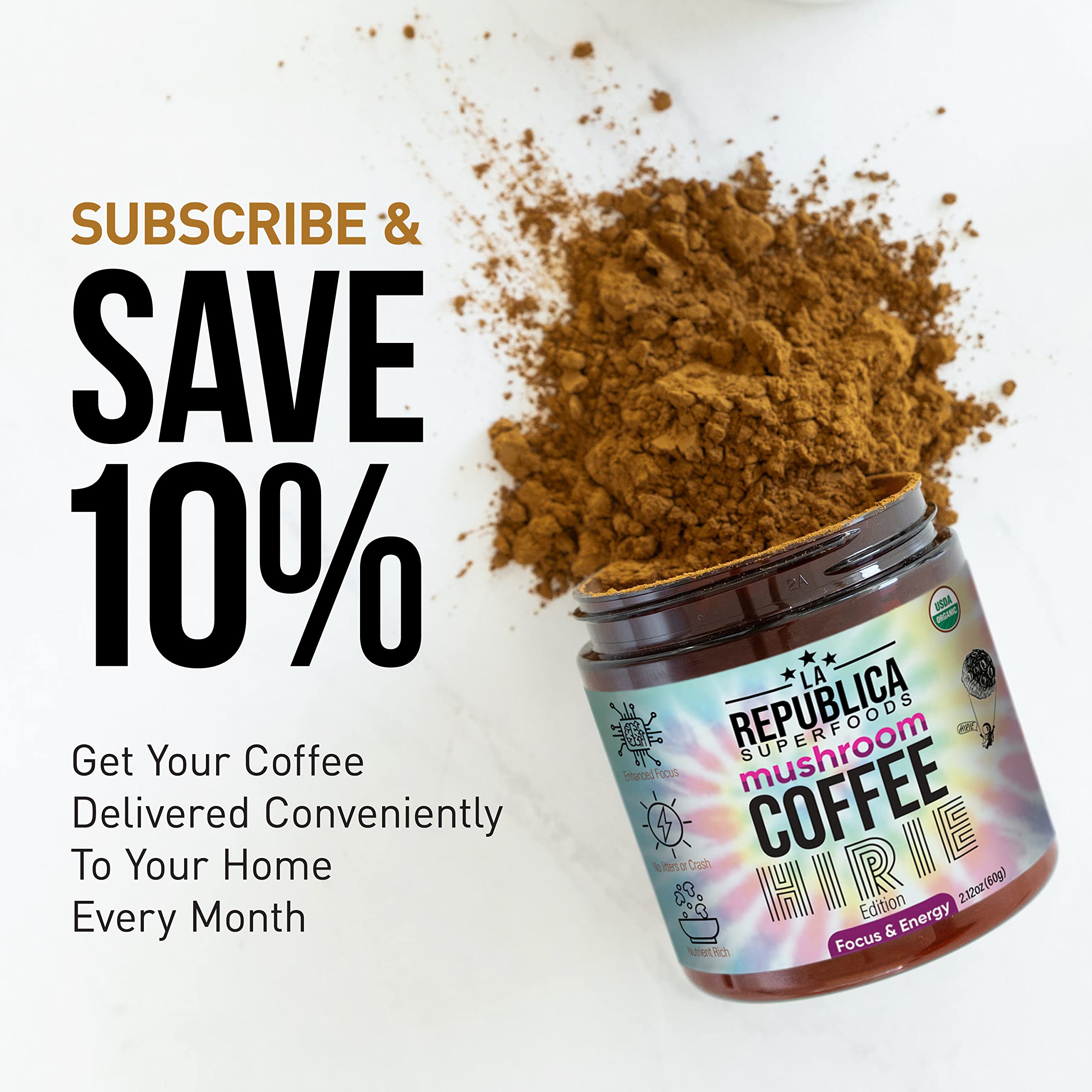 Buy La Republica Dreamer Organic Mushroom Coffee (30 Servings) with 7