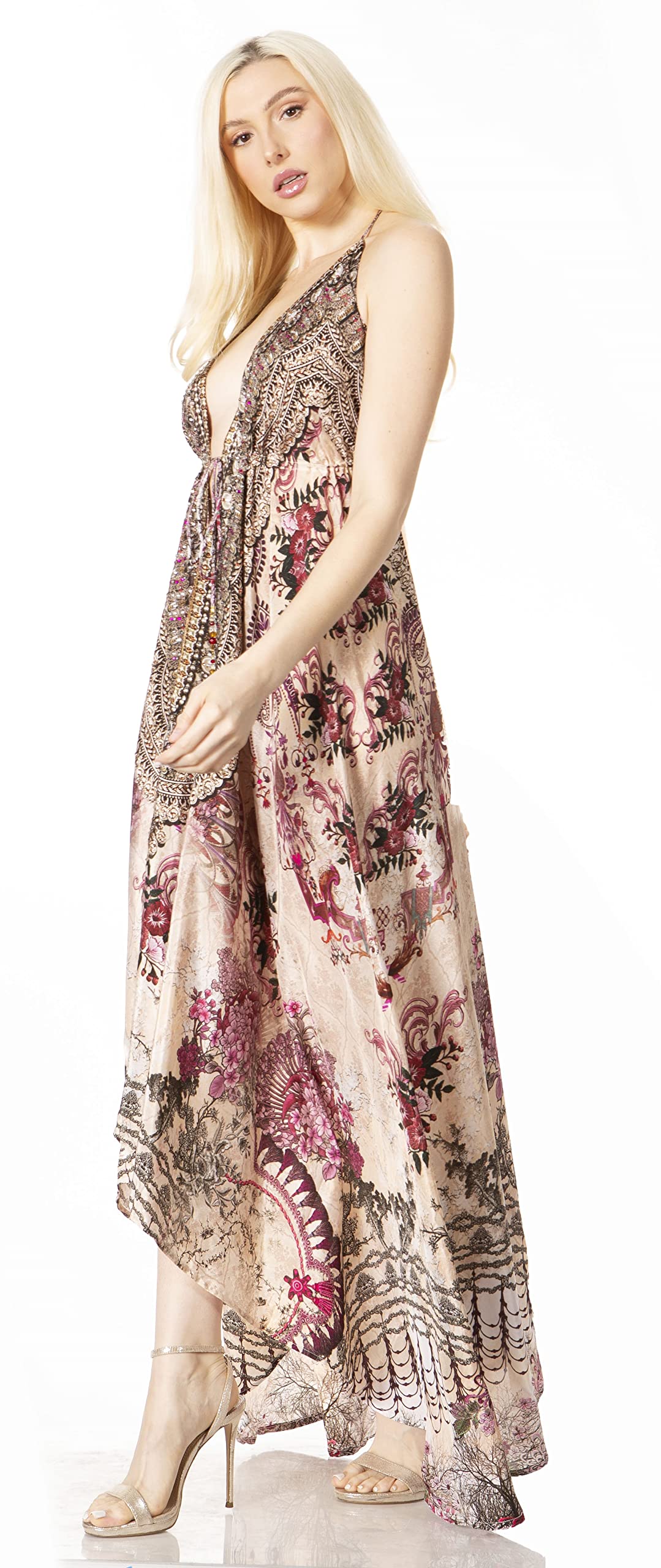 Sakkas Lizi 2 Maxi Robe Mouchoir Haut-Bas pour Femme Beach Party Vacation