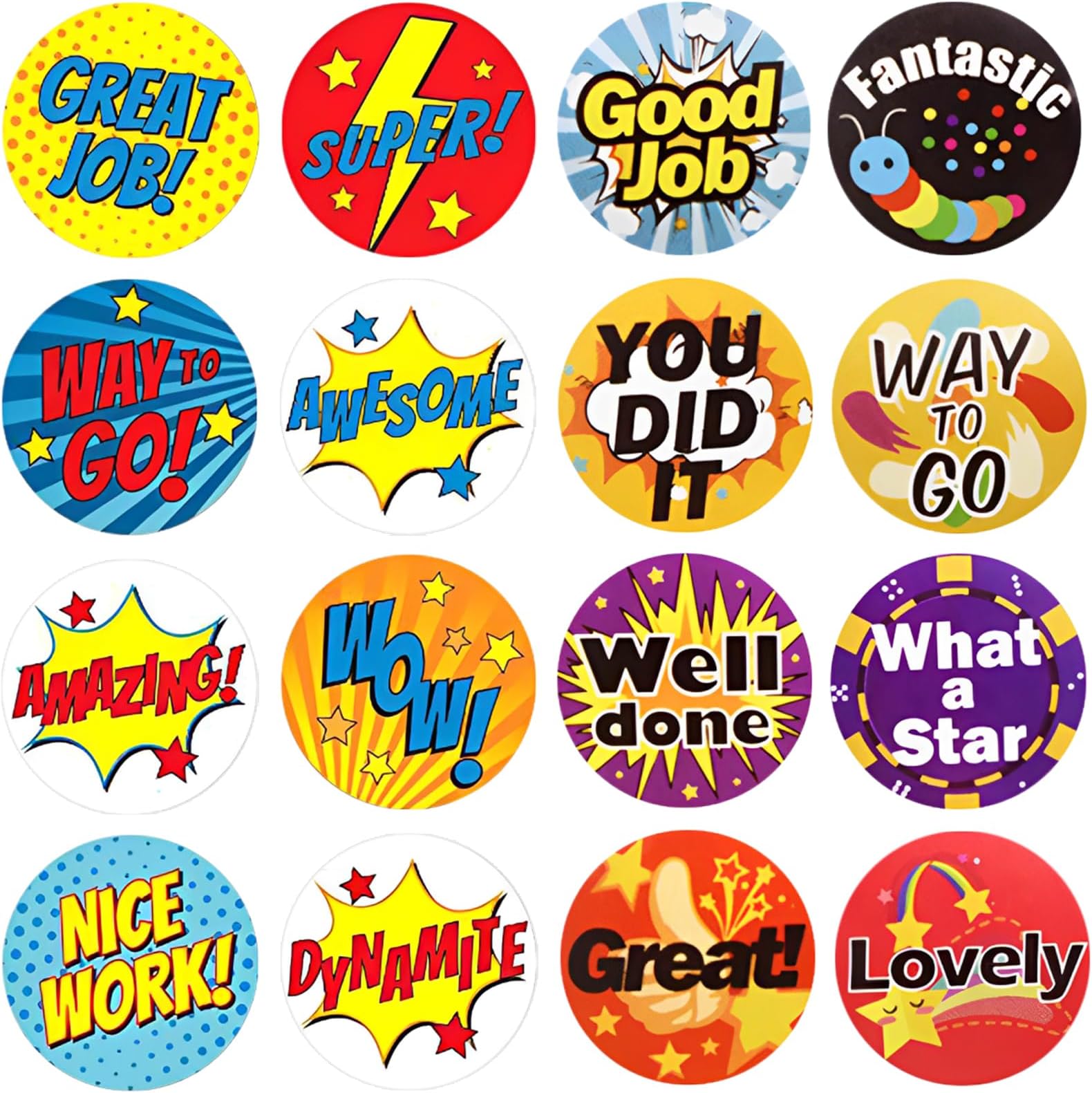 Reward Stickers Teacher Stickers 1000PCS Motivational Sticker for Kids, 1 Inch Round Small Fun Positive Sticker Roll for Kid Classroom, Envelope Seal