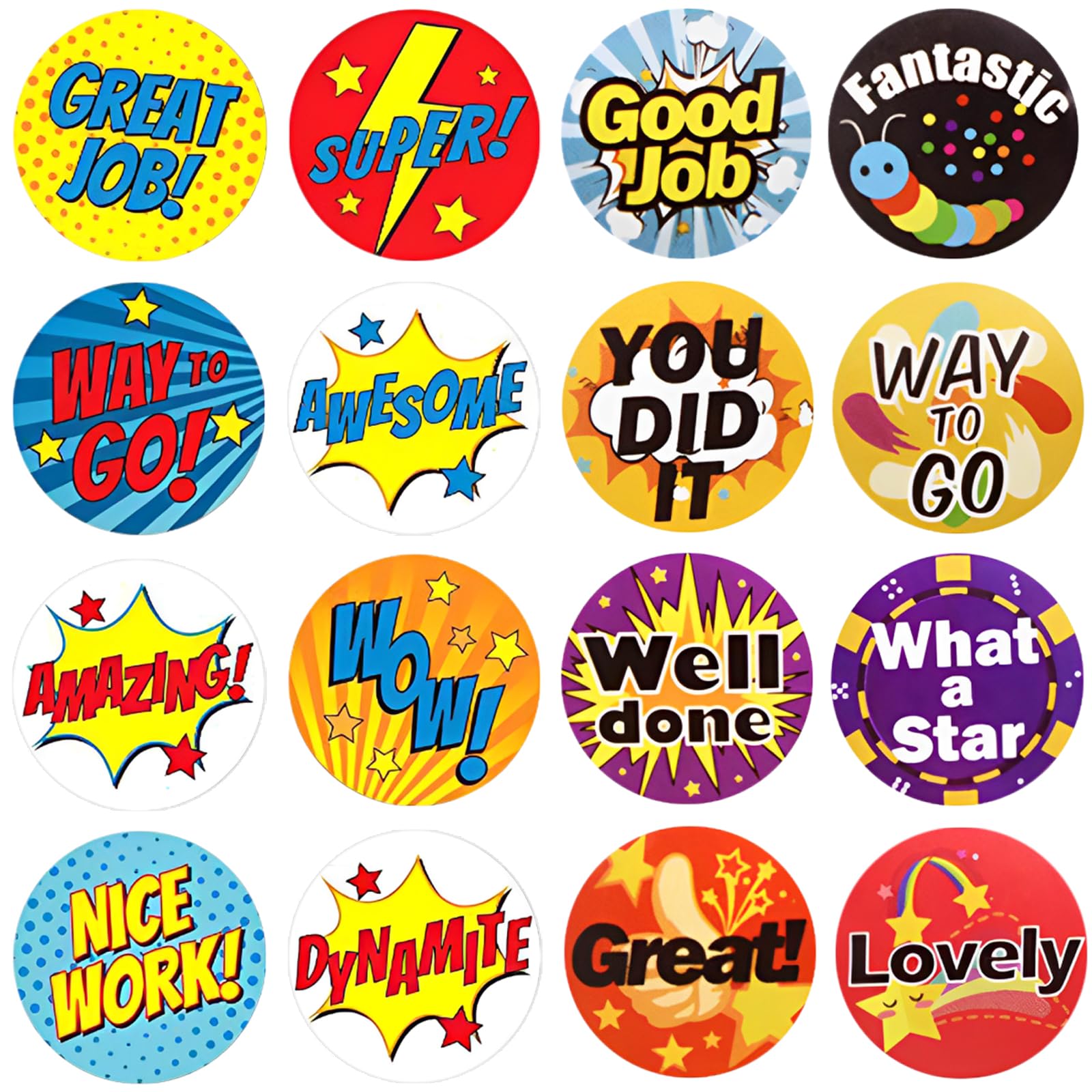 Reward Stickers Teacher Stickers 1000PCS Motivational Sticker for Kids, 1 Inch Round Small Fun Positive Sticker Roll for Kid Classroom, Envelope Seal