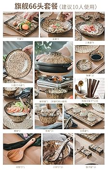 食器 30s   Bowl Jungle Series Amazon.com: Bowl Japanese Tableware Set Home Retro Jingde
