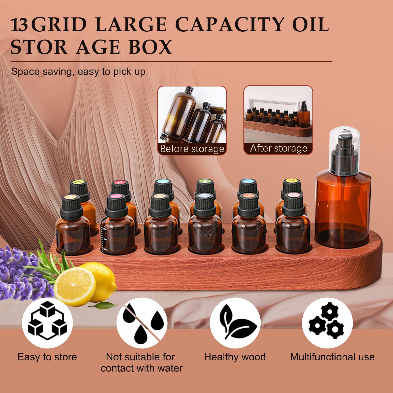 Amazon｜Wisnewth 木製アロマオイルボトルスタンド 13穴 レトロカラー