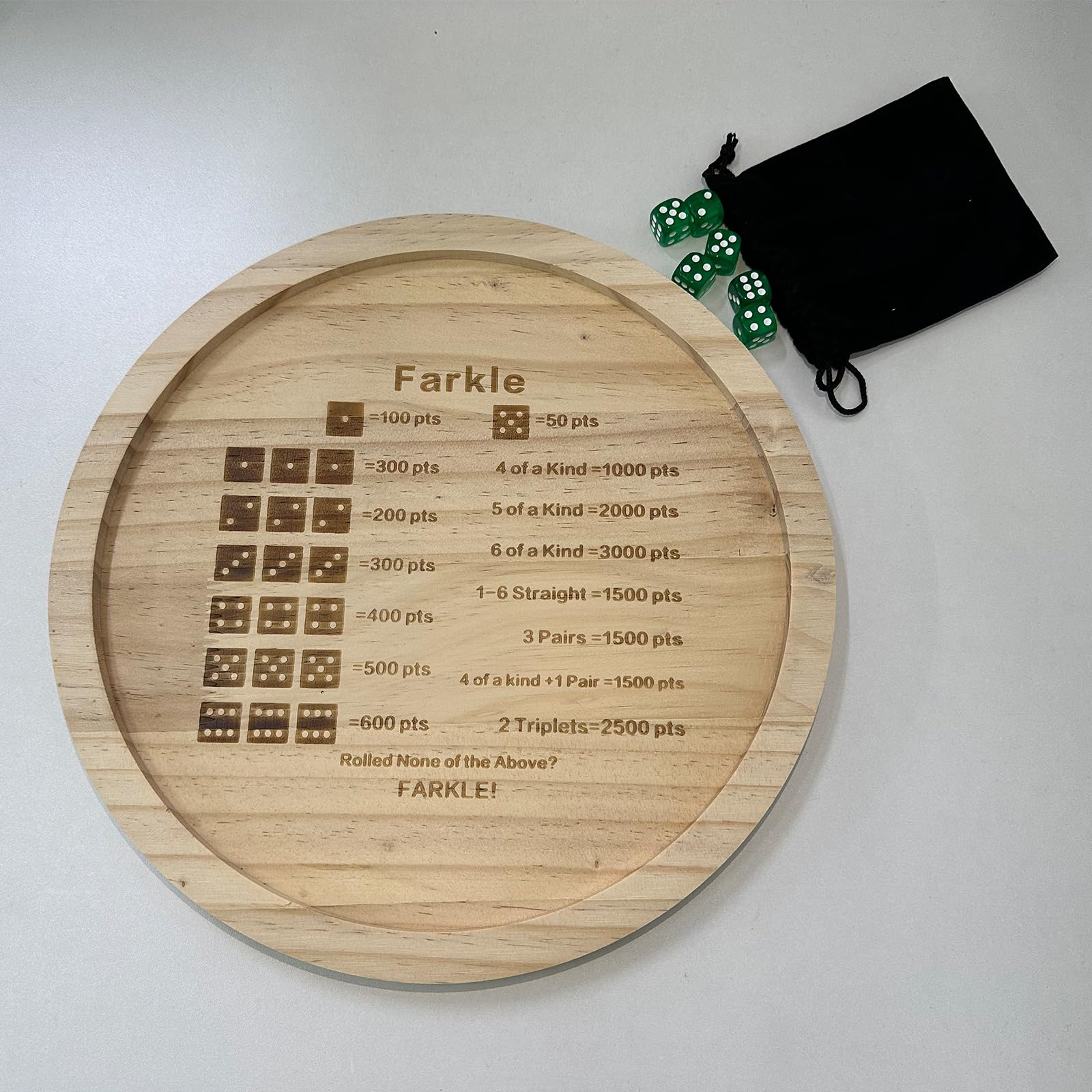 Würfeltablett aus Holz for Farkle Classic Würfelspiel, Farkle Würfeltablett, Würfeltablett Fun Spots Würfelspiel for Würfelbrettspiele, Würfeltablett for Rollen for das Familienparty-Reisespiel / 181