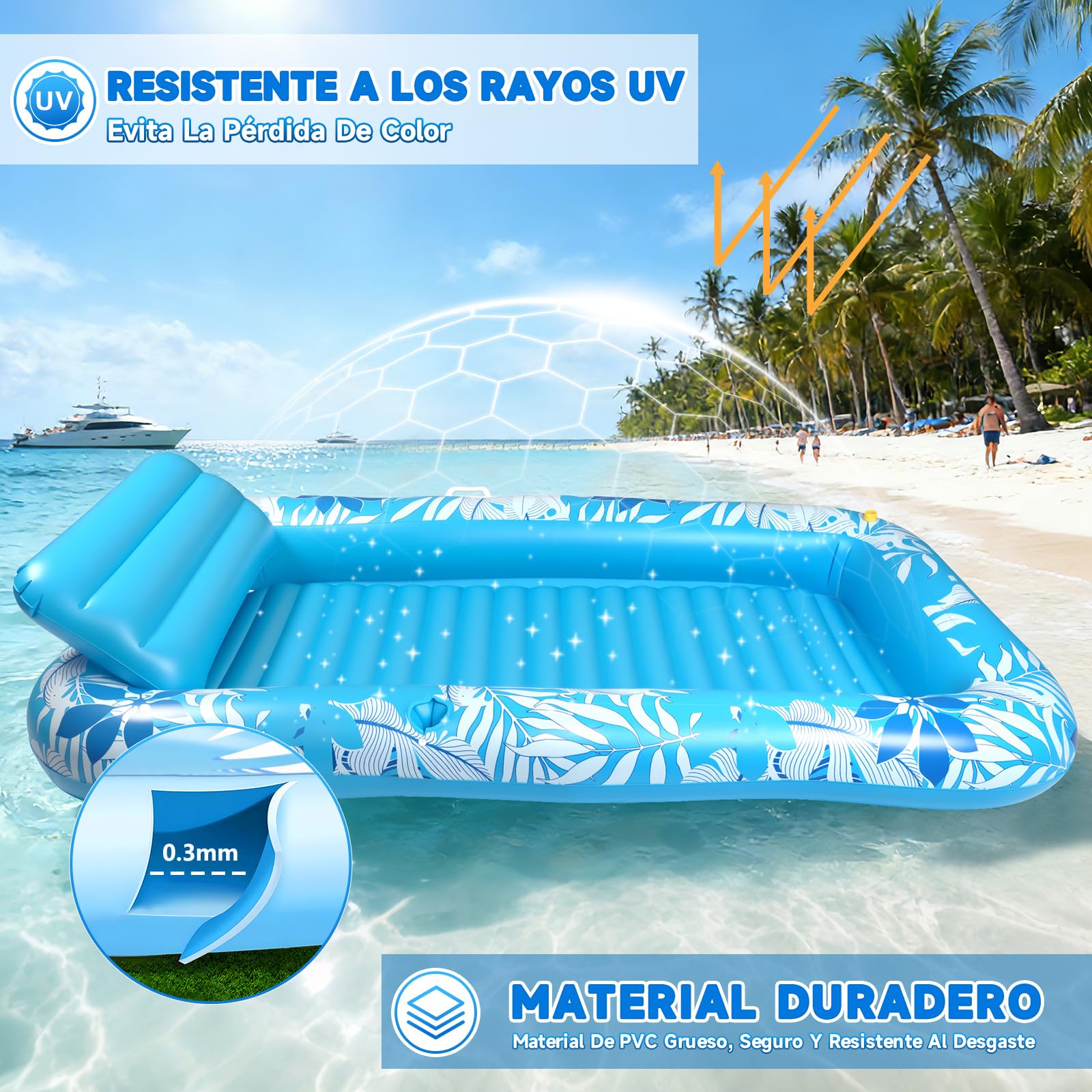 Colchonetas Piscina Adultos, Flotador Inflable Piscina Aspersor 210 × 130 cm, Colchoneta Hinchable Piscina - Cojines & Posavasos, Tanning Pool Piscina, Jardín, Césped, Playa