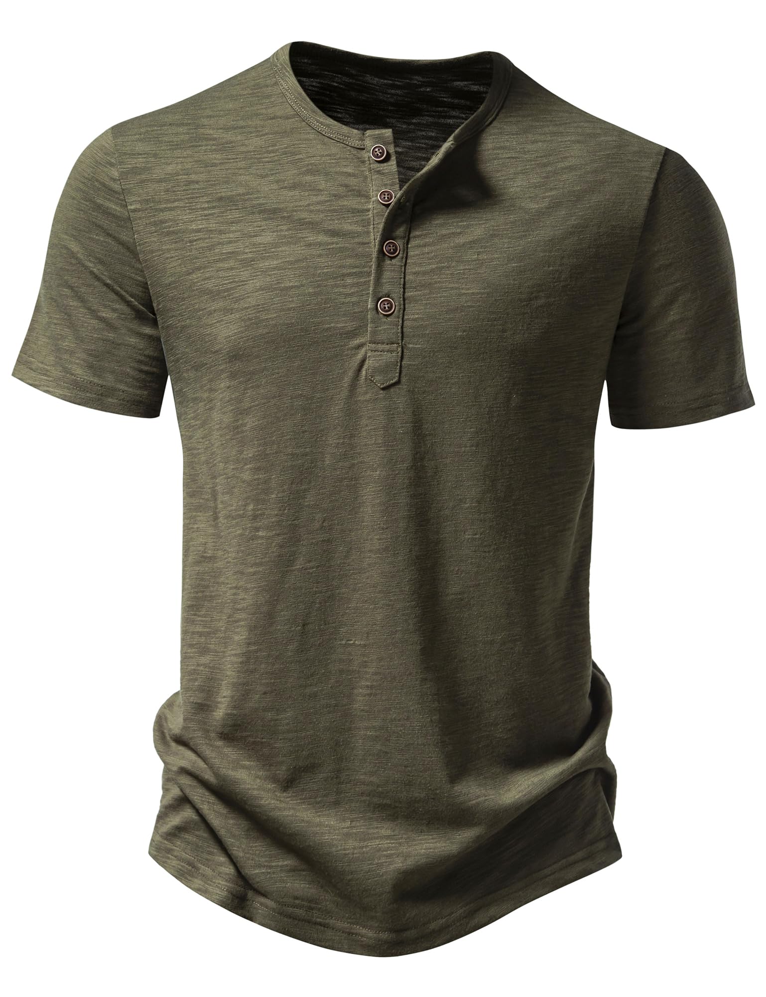ZEROYAA PARKLEES Men's Short Sleeve Henley Shirt Casual Stretchy Slim Fit T Shirt