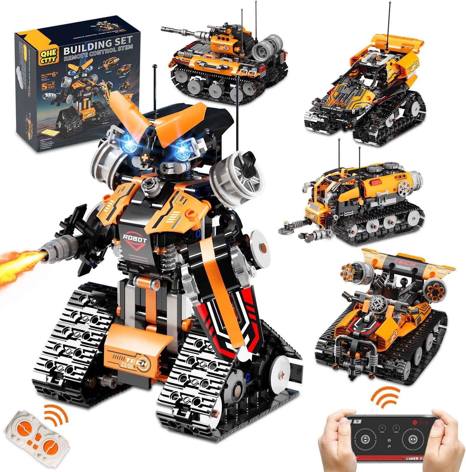 STEM Building Toys for Kids 6-12, 5in1 Remote & APP Controlled STEM Robot Car...
