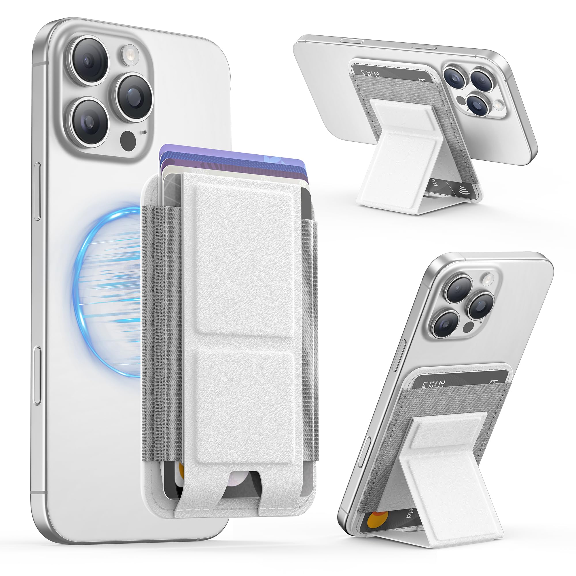 GONEZ for MagSafe Wallet with Stand, Stronger Magnetic Card Holder for iPhone 17/16/15/14/13/12 Series, Premium Leather Phone Wallet with RFID