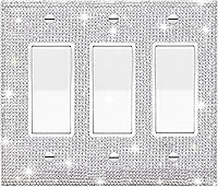 Vista 24 de Gaocai 1 pieza de placas de interruptor de diamantes de imitación brillantes plateadas y cubiertas de enchufes Placas de pared Cubierta