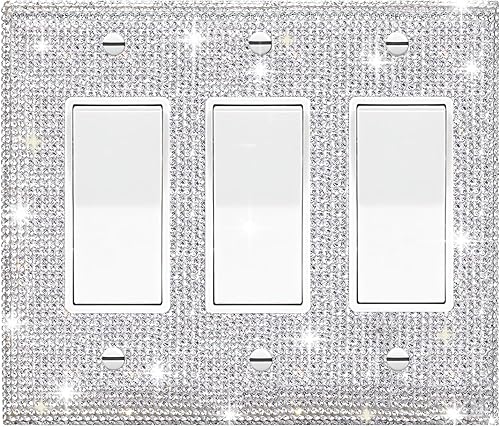 Miniatura 24 de Gaocai 1 pieza de placas de interruptor de diamantes de imitación brillantes plateadas y cubiertas de enchufes Placas de pared Cubierta