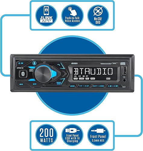 Miniatura 3 de JENSEN MPR210 - Receptor estéreo de auto DIN de 7 caracteres LCD  Asistente de empuje para hablar  Llamadas manos libres Bluetooth y transmisión de