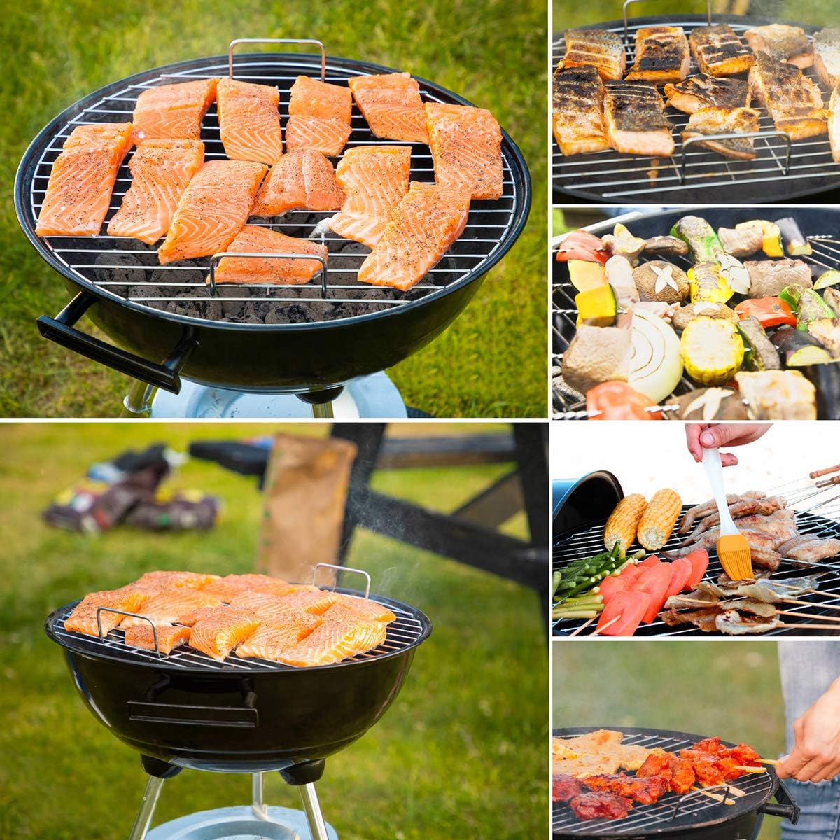 Grandma Shark BBQ Barbecue Sferico 22 pollici, 55 cm Allaperto Campeggio Viaggio Treppiedi Griglia per Barbecue con 2 Ruote, Nero Grandma Shark BBQ Barbecue Sferico 22 pollici, 55 cm Allaperto Campeggio Viaggio Treppiedi Griglia per Barbecue con 2 Ruote, Nero