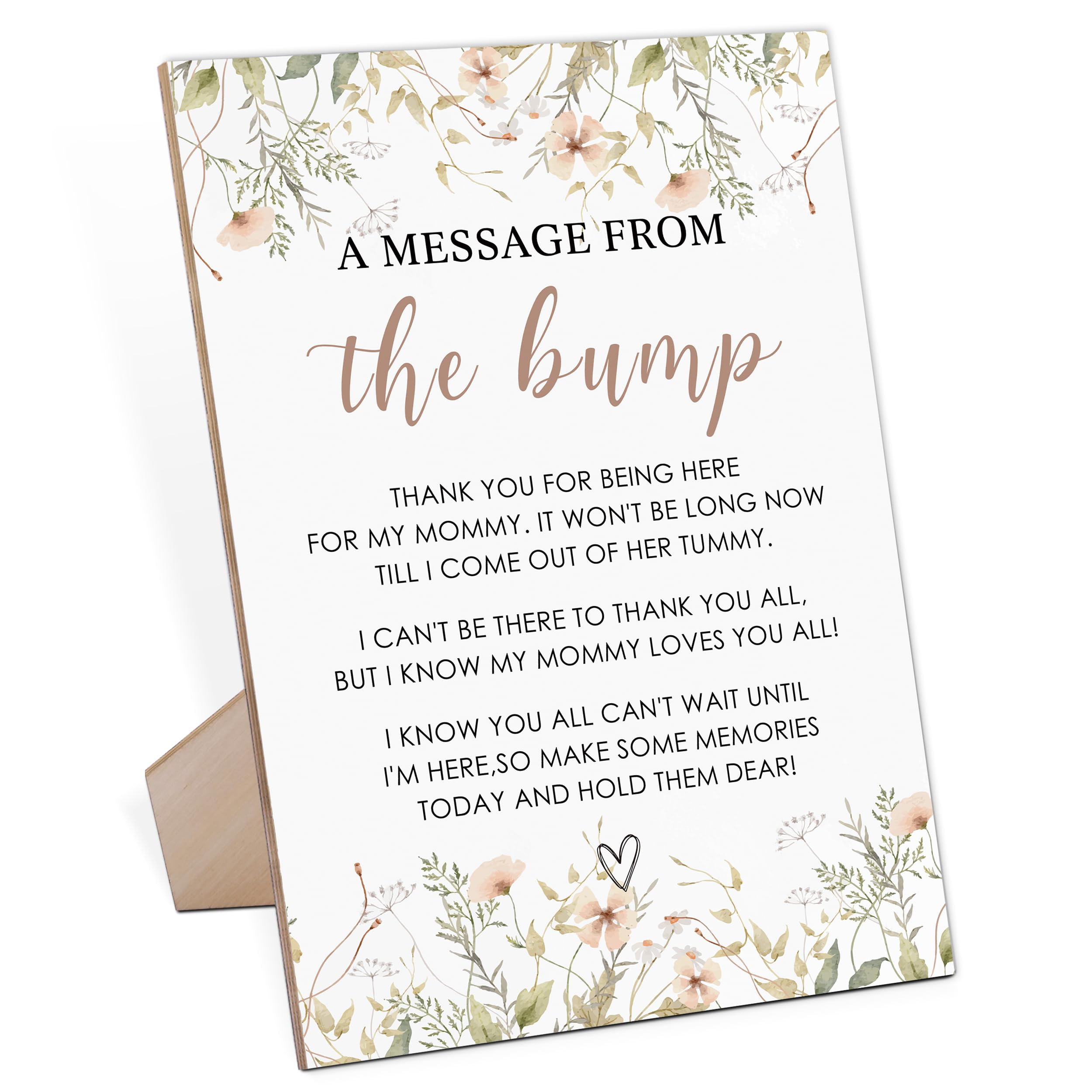 Baby Shower Game for A Message From The Bump,Wooden Baby Shower Game Sign With Stand,Boho Floral Baby Shower Table Decoration,Baby Shower Welcome Sign,Party Supplies,Gender Reveal Ideas,-13