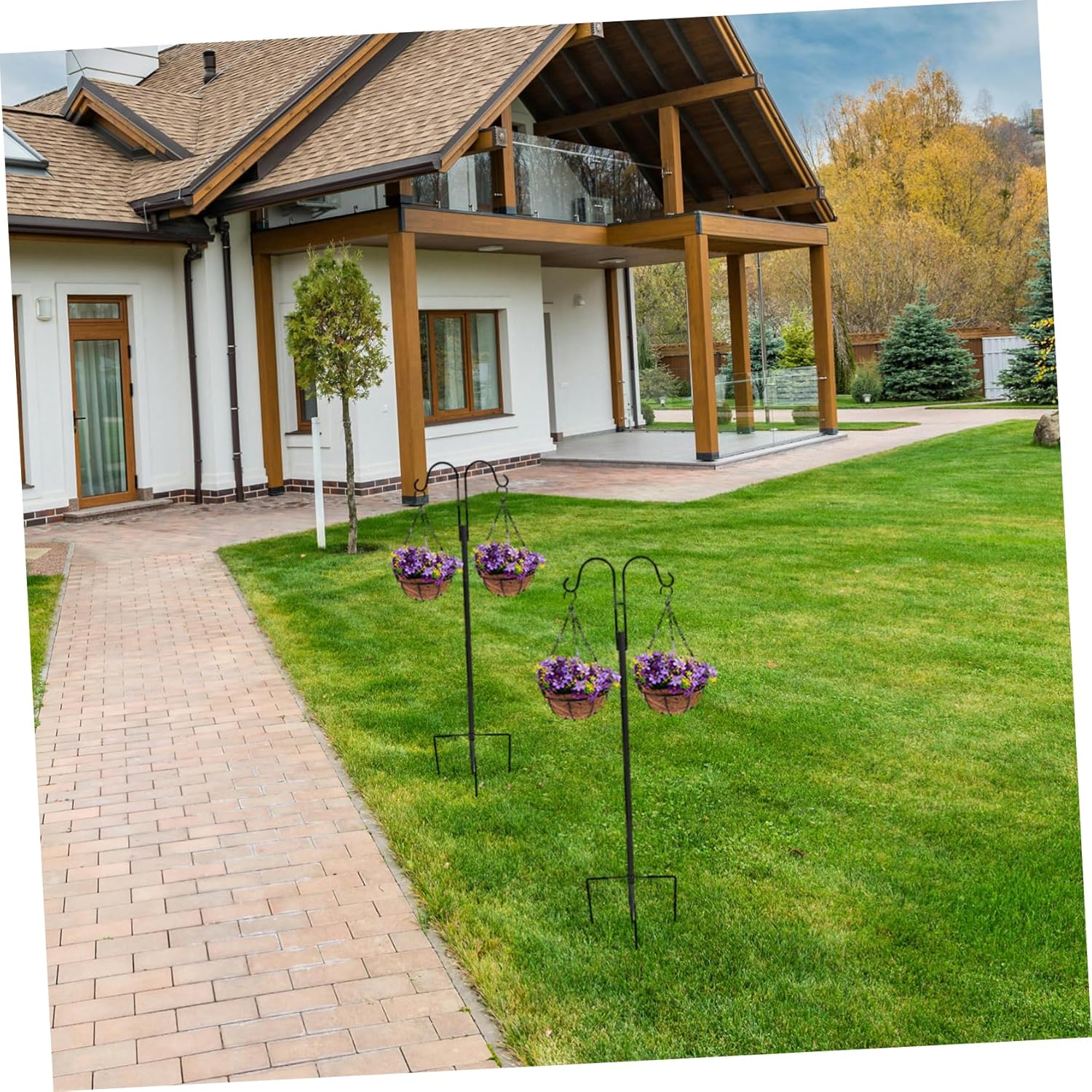 HANABASS Heavy Duty Tall Shepherd Hooks for Outdoor Durable Metal Garden Hanger for Bird Feeders Solar Lights and Plant Decor for Lawn and Courtyard Use