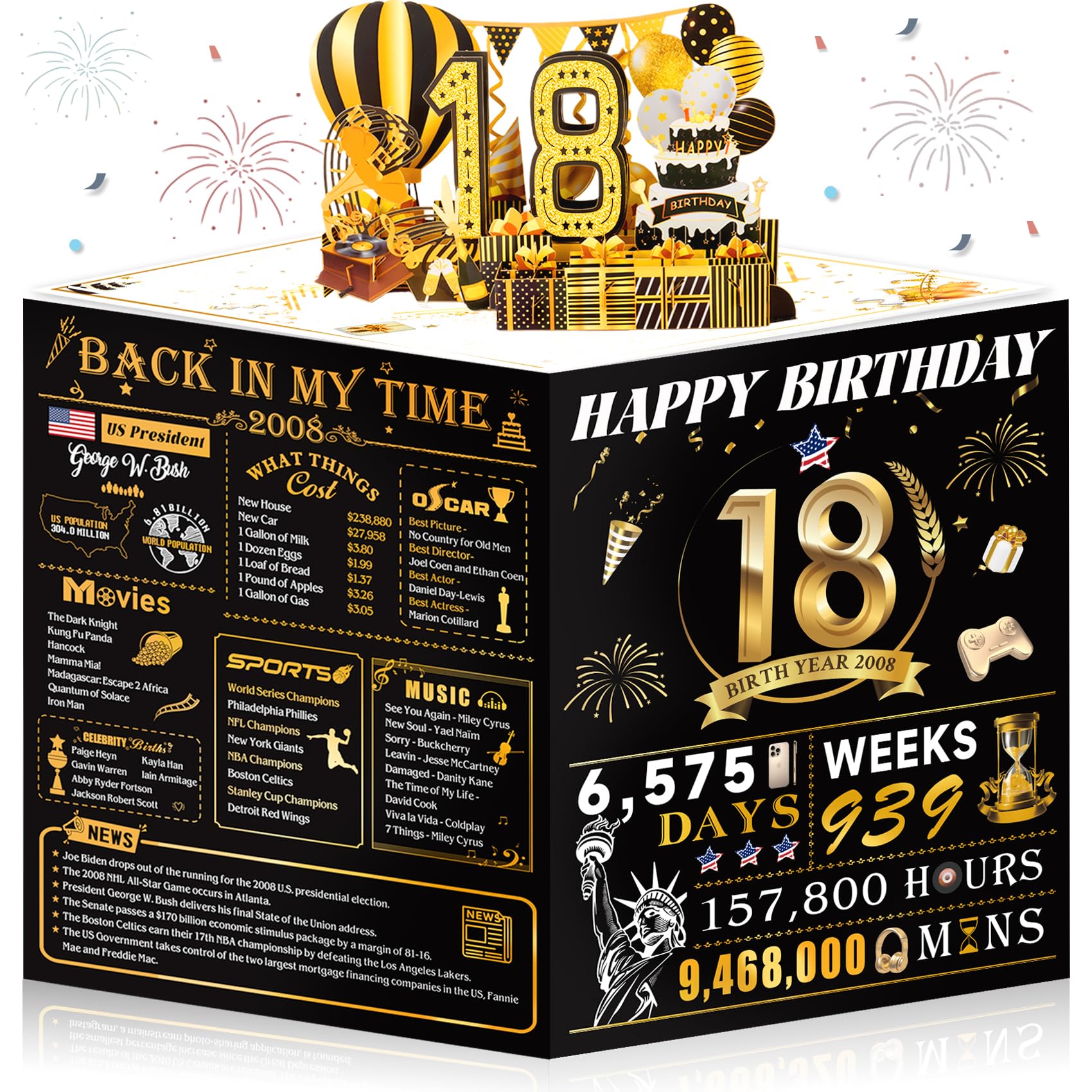 OLOSONG Big Pop-Up 18th Birthday Card