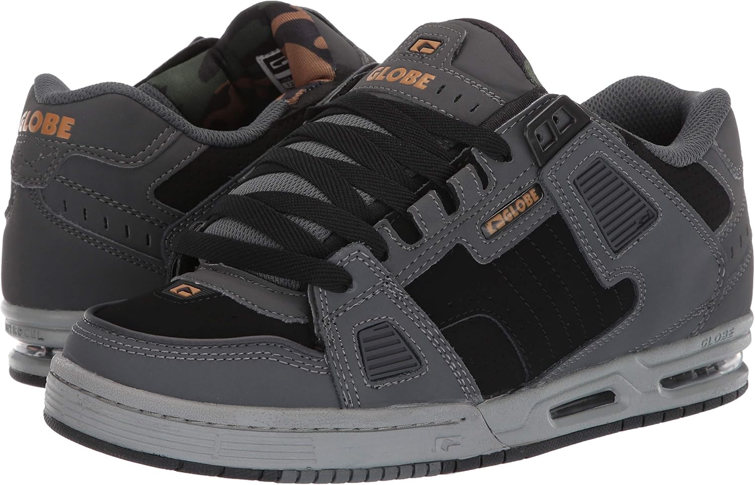 Globe Men's Sabre Skate Shoe, Charcoal/Black/camo, 9.5 M US