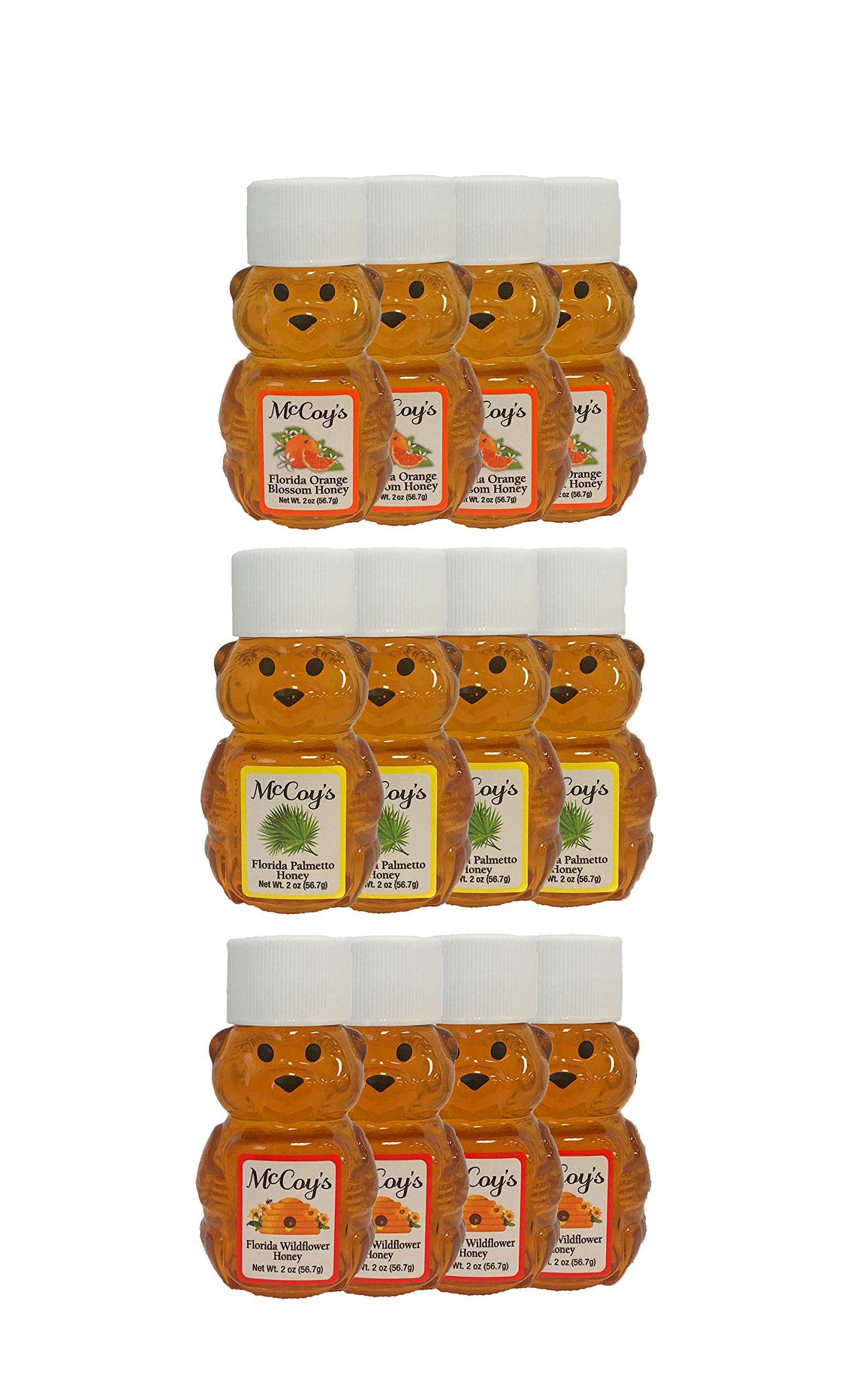 McCoy's Honey100% Pure, All-Natural, Raw Honey - 2oz Variety Pack of 12