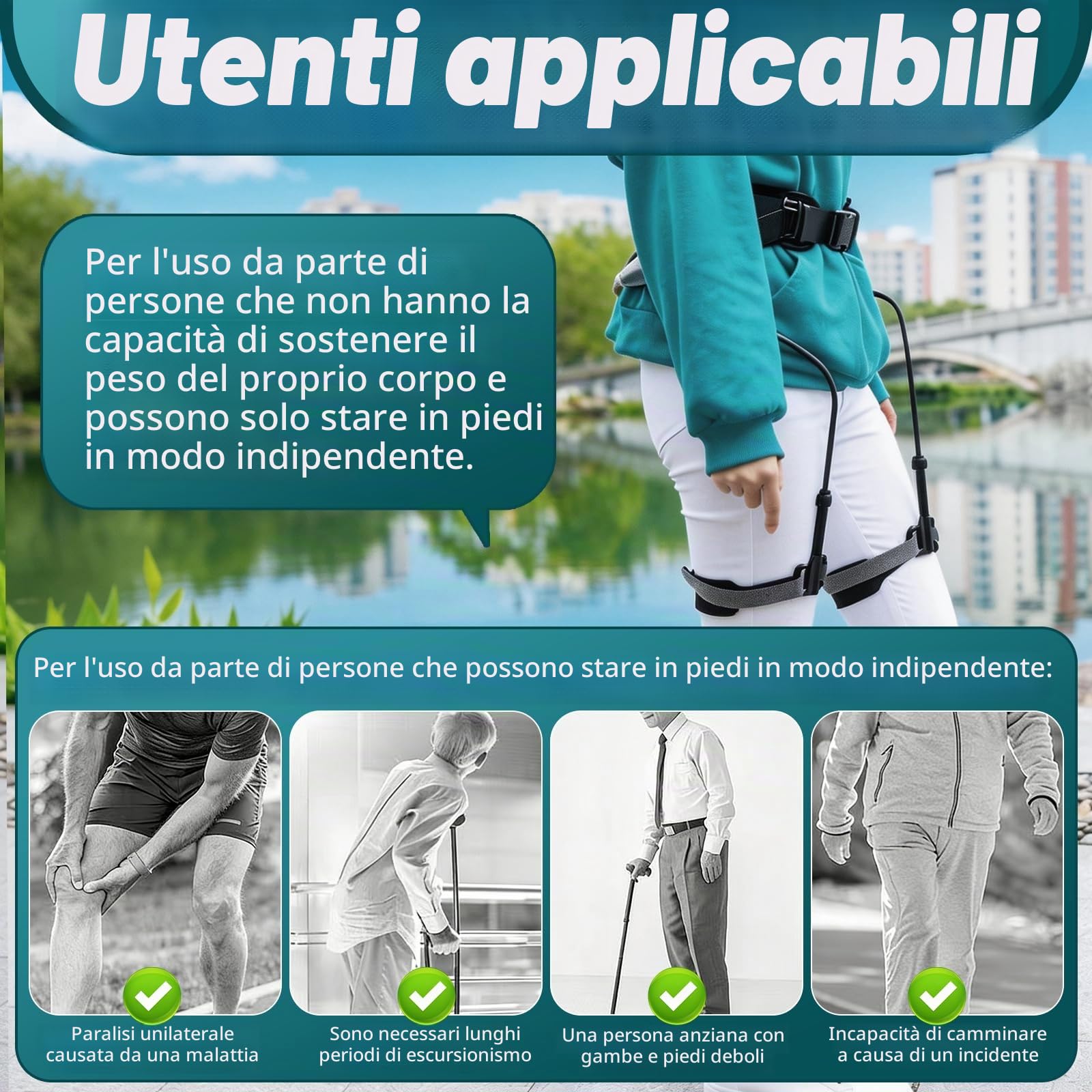 Assistenza Esoscheletrica Bionica per Camminare, Attrezzatura per L'allenamento Riabilitativo delle Gambe Deambulatore a 3 Livelli di Forza per L'assistenza Alla Mobilit, Lzquierda + Derecha