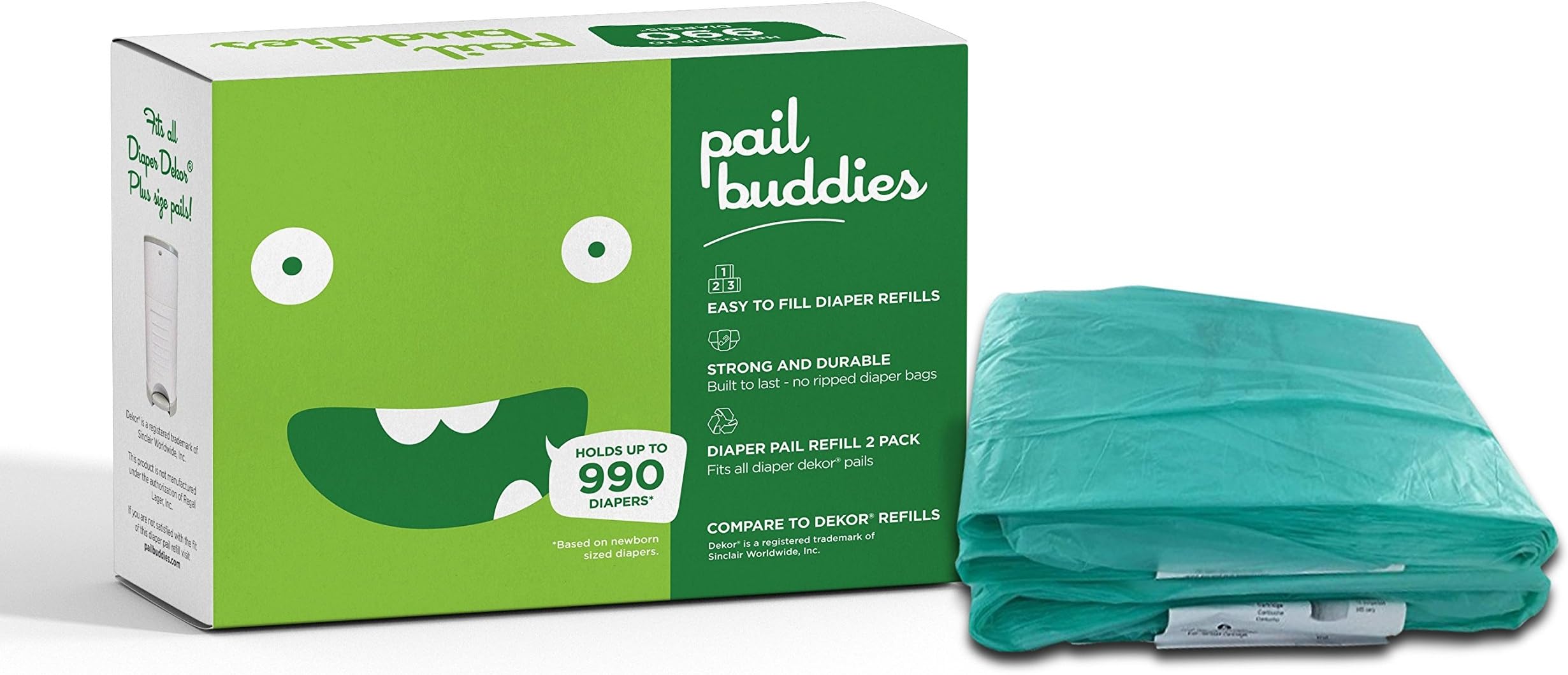 Pail Buddies Diaper Pail Refills Compatible with All Diaper Dekor Classic Diaper Pails (Pack of 2)