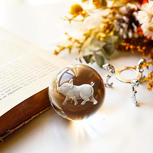 Miniatura 8 de ZEERSHEE Bola de cristal transparente 3D de 2.362 in con soporte, figura coleccionable de cerdo de cerdo para oficina en casa