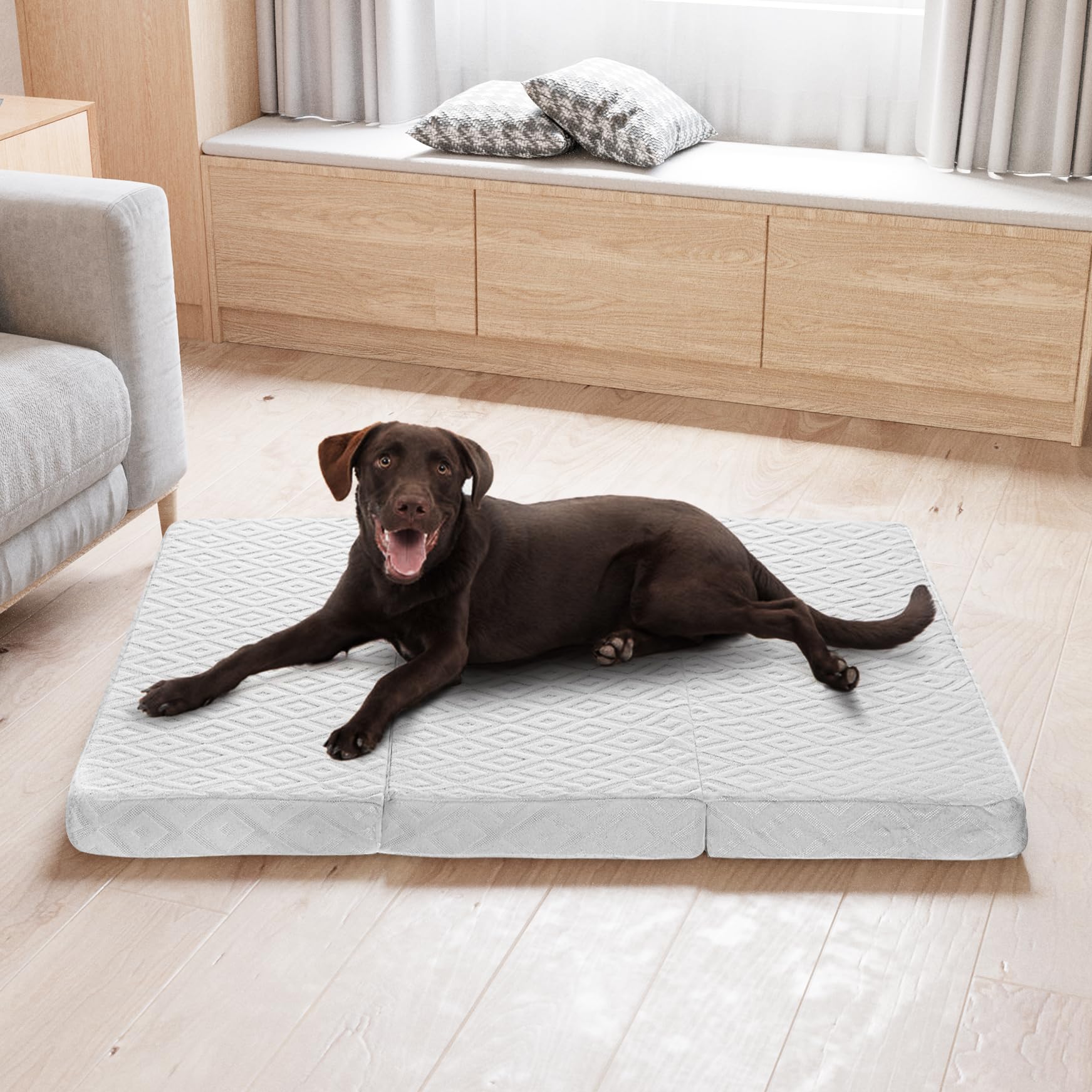 Waterproof Dog Bed for Large Dogs, Portable Outdoor Dog Bed with ... - Memory Foam Dog Bed Pad For Orthopedic Support For Dogs