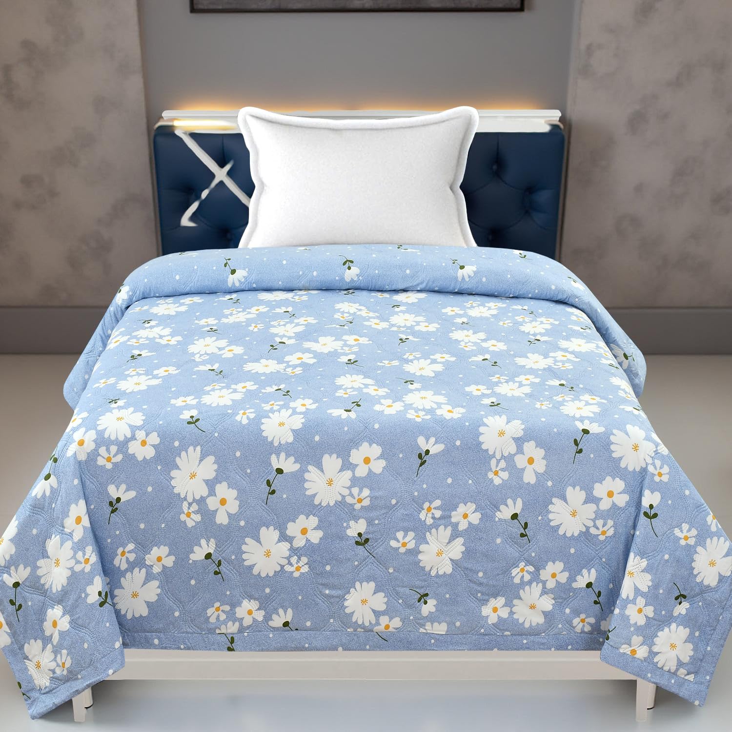 DTEX Luxury Ultrasonic Punch AC Comforter Blanket – Quilted Microfiber Floral Pattern, Breathable All‑Season Blanket for Bedroom, Travel (Singled Bed,228x152 CM) (Soft Sky Blue)-image-9