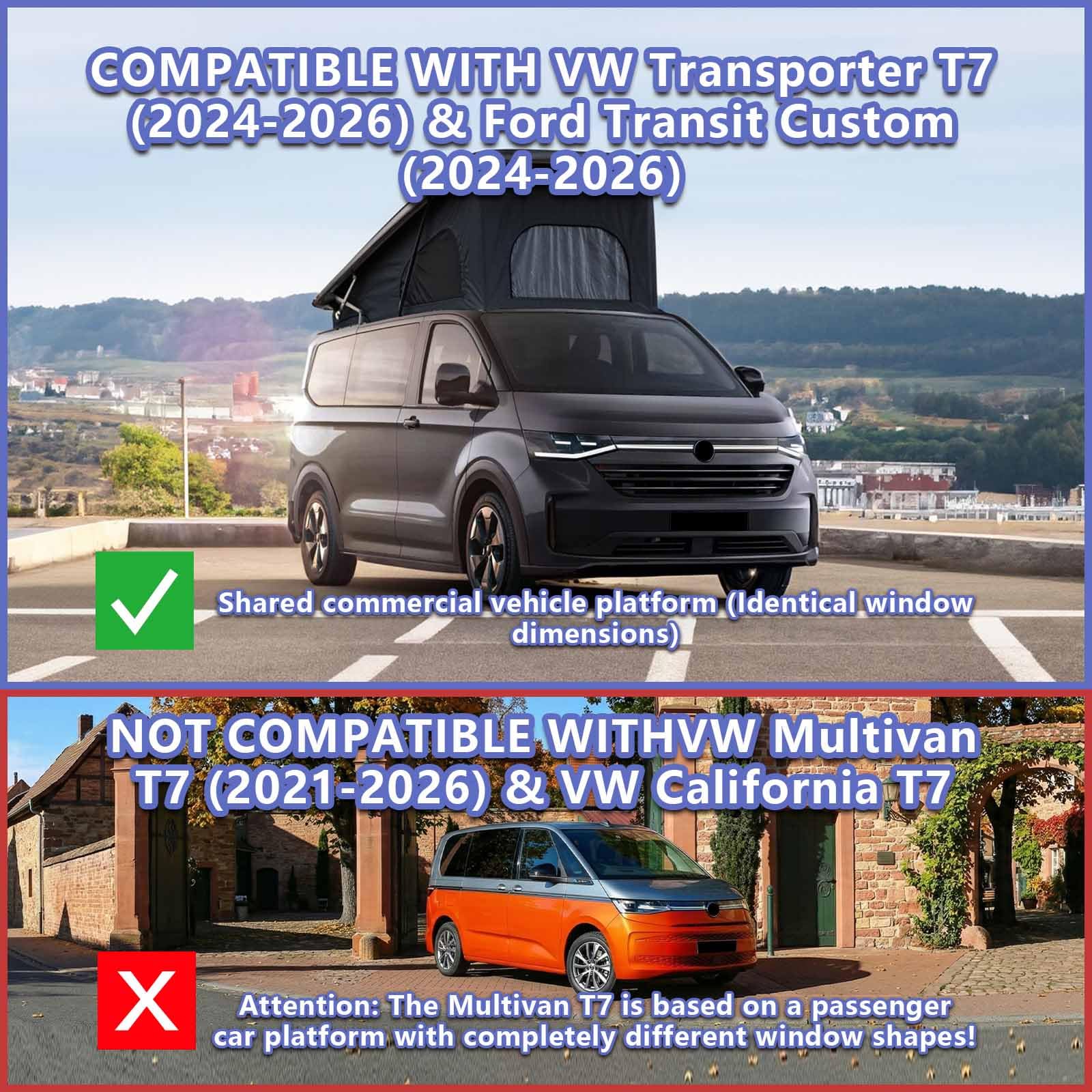 Frontscheibenabdeckung kompatibel mit VW New Transporter 2024-2026 Ford Transit Custom Tourneo Custom 2023-2026 4-Jahreszeiten Sonnenschutz Frostschutz Thermo Hitzeschutz inkl. Tasche