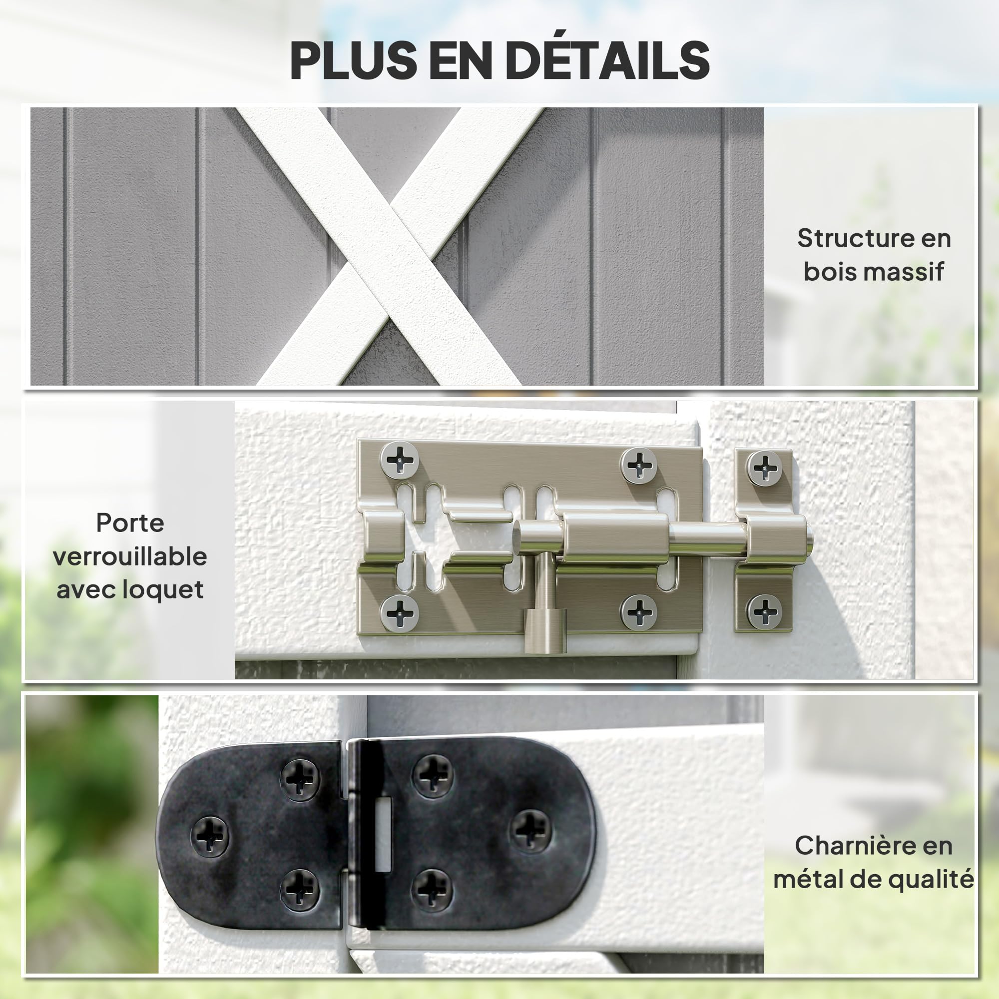 Outsunny Armoire abri de Jardin Remise pour Outils Bois de Sapin pré-huilé Toit bitumé incliné - Grande Porte verrouillable loquet - 2 étagères - dim. 75L x 56l x 115H cm