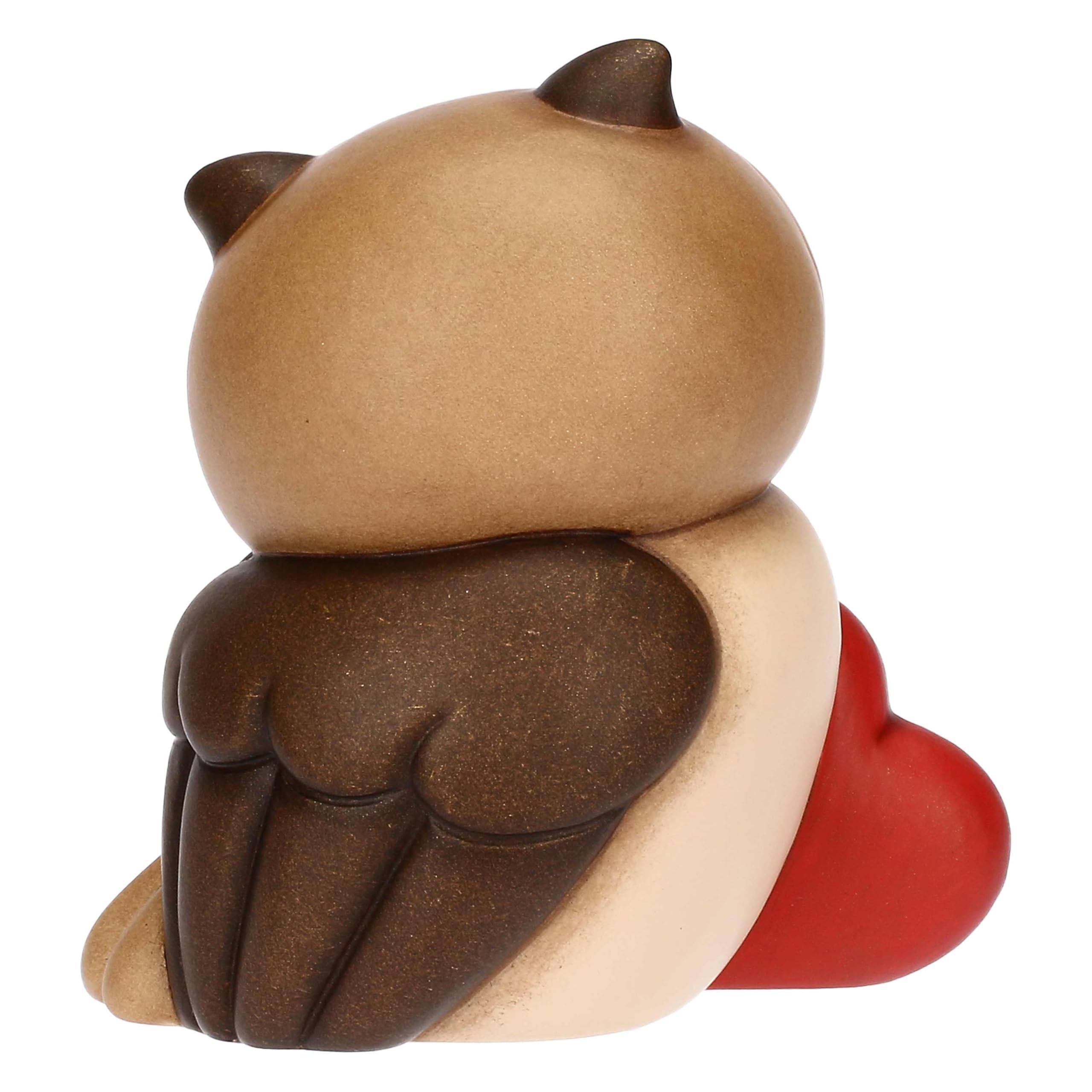 THUN Gufo Lucky con cuore in ceramica, medio - Ceramica - 9,8x7,7x10,7 cm